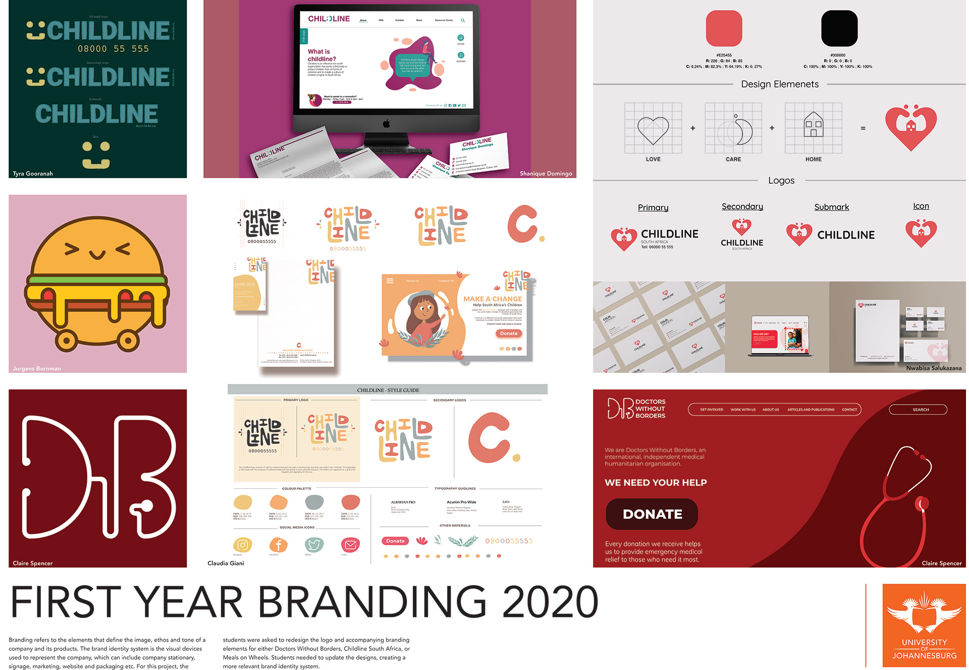 UJ FADA Graphic Design University of Johannesburg - First Year Designs 2020