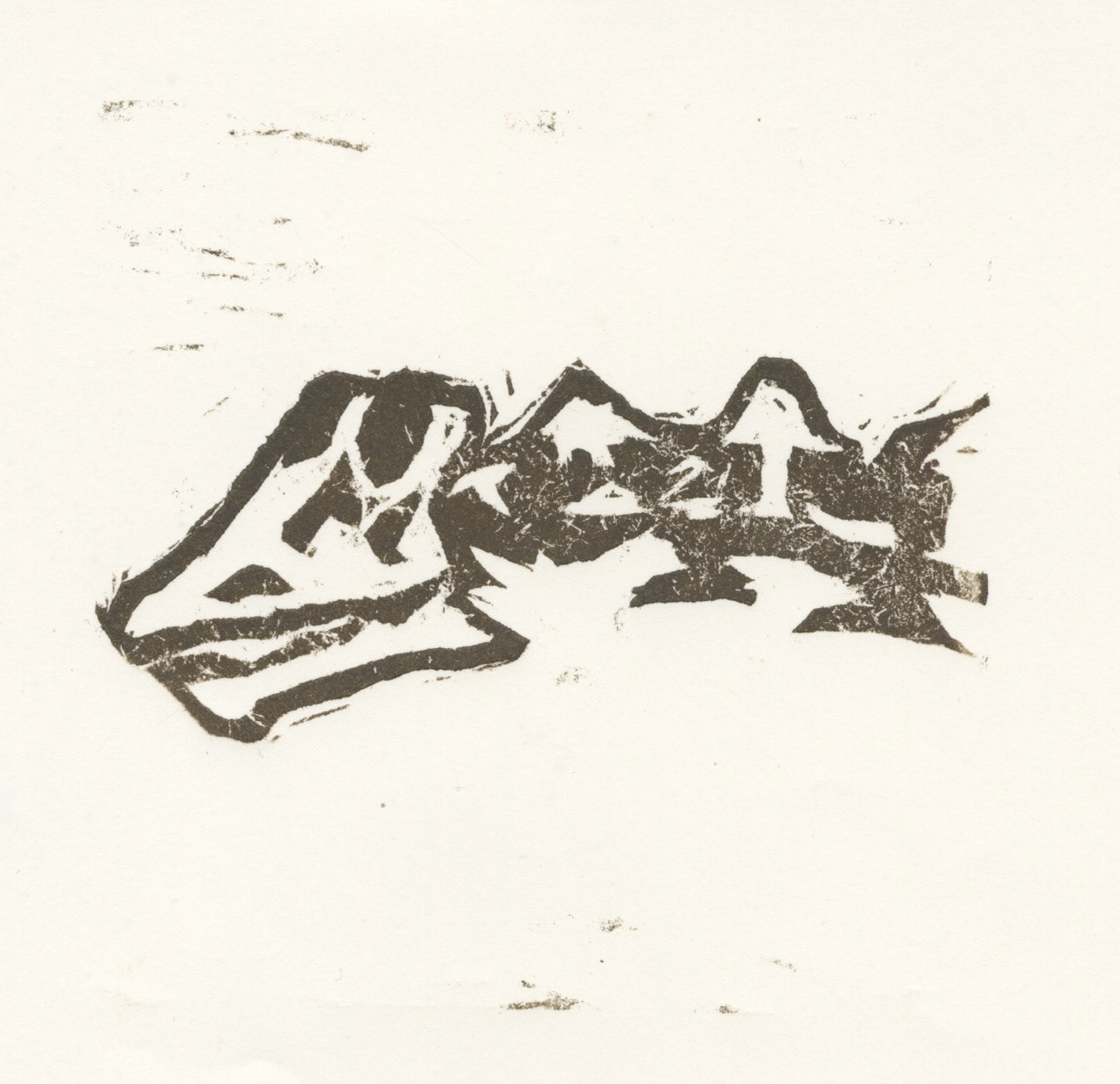 Diplodocus skull - woodblock print