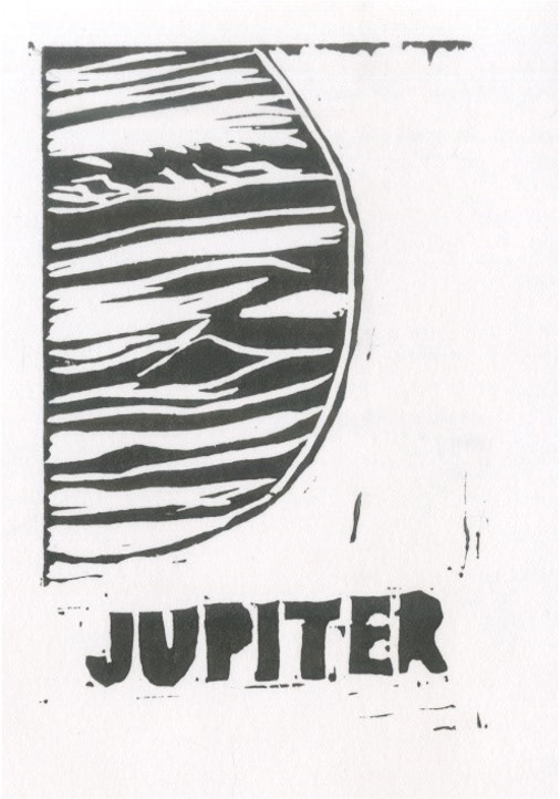 Jupiter Linocut stamp design