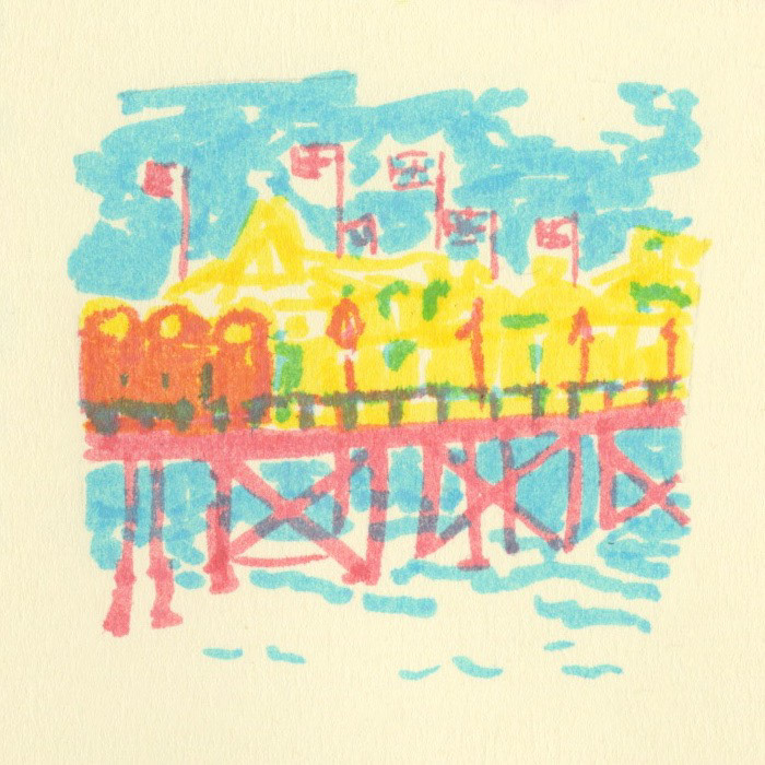Three colour pier study - experimenting with layering limited colours