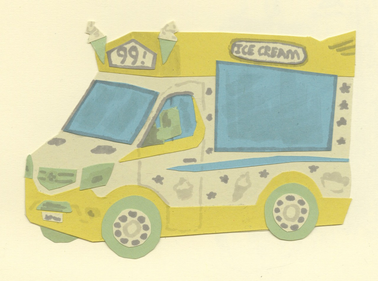 Ice cream van papercut collage