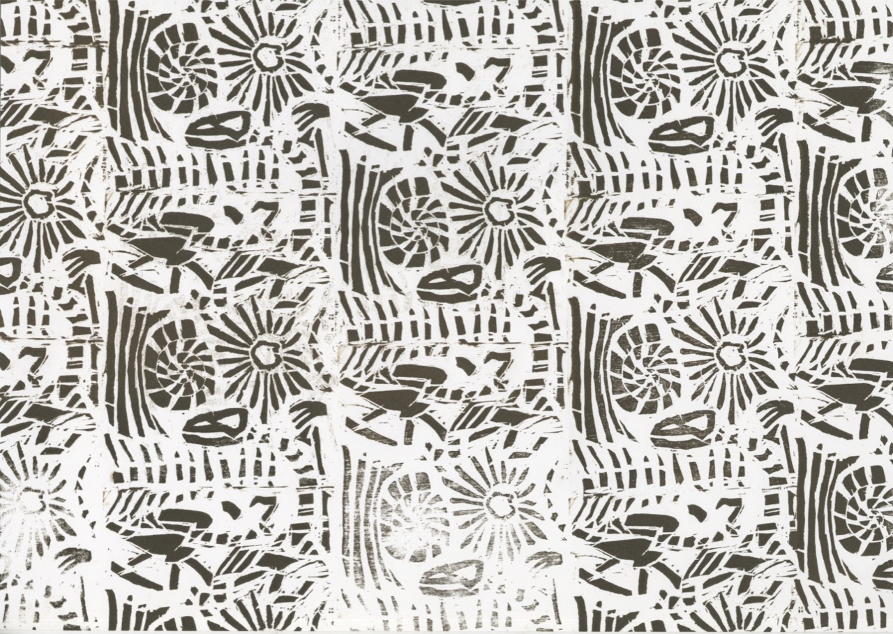 Fossils - Woodcut repeat pattern