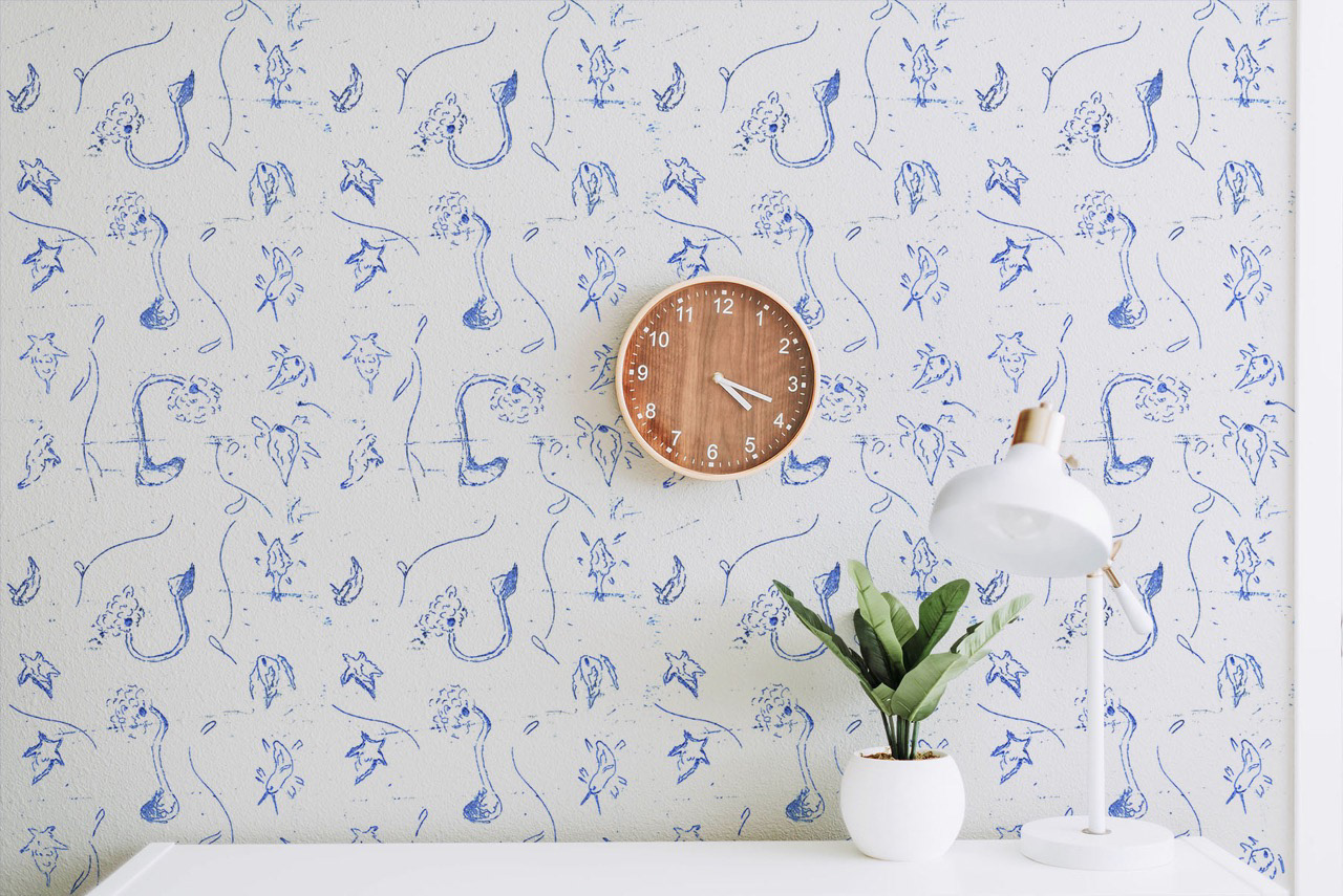 Plankton etching wallpaper mockup