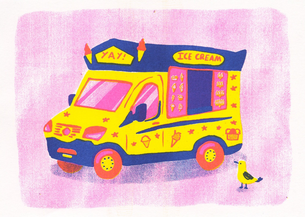 Ice Cream Van - Risograph print
