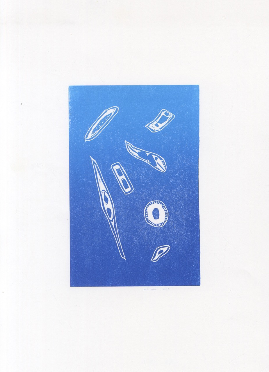 Plankton lino print