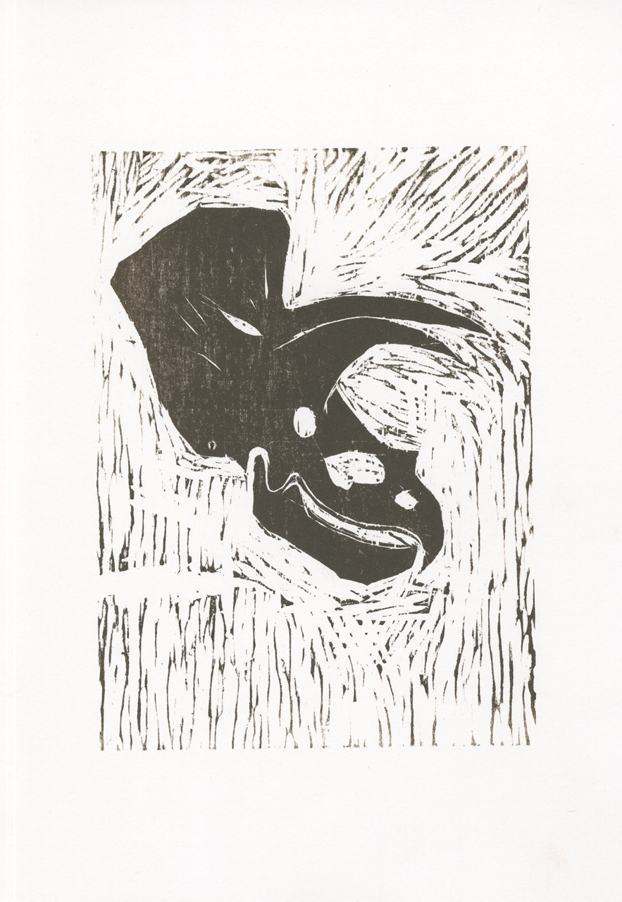 Triceratops - Woodcut print