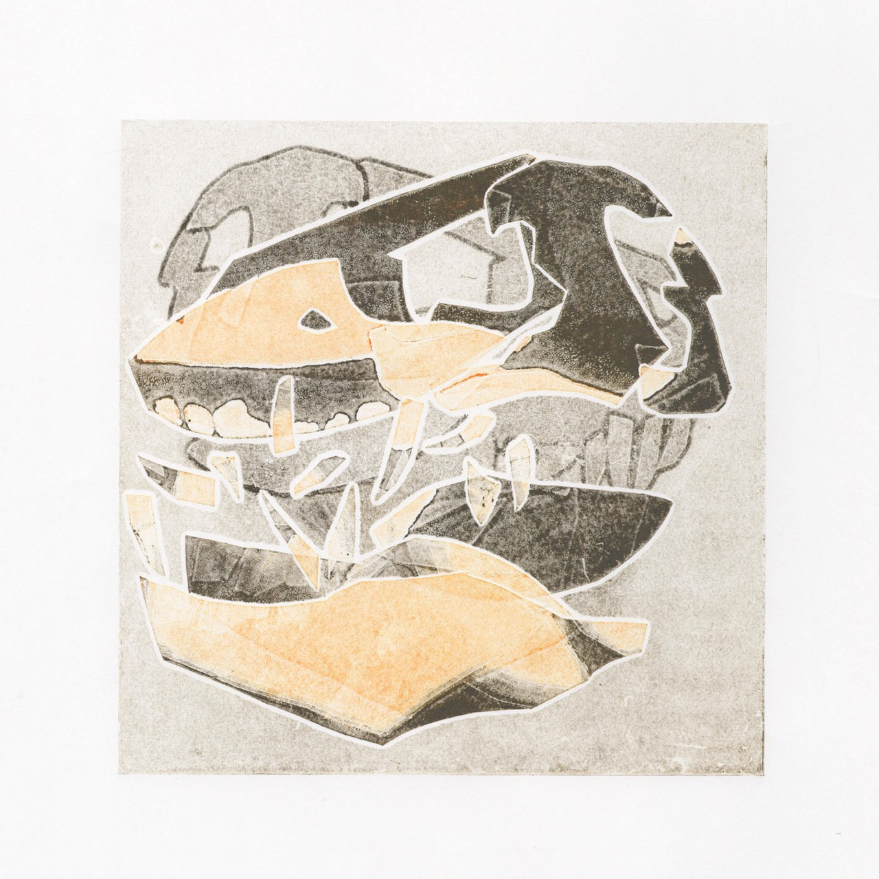 Deconstructed T-Rex Skull - Monoprint