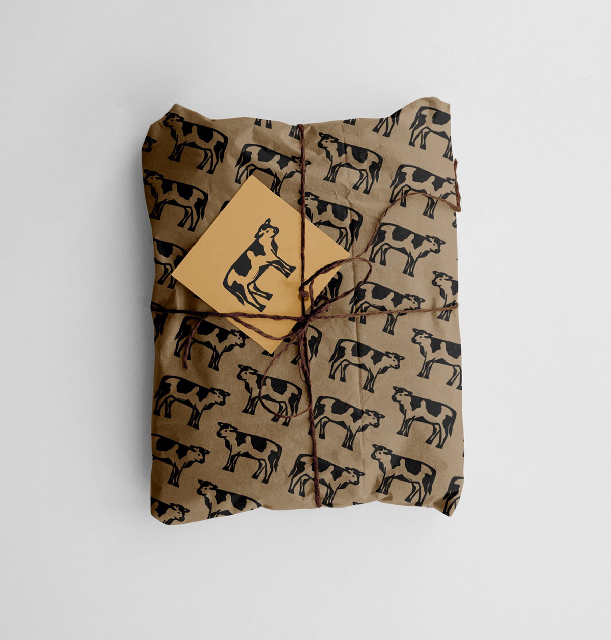 Wrapping paper pattern mockup - Using cow linocut