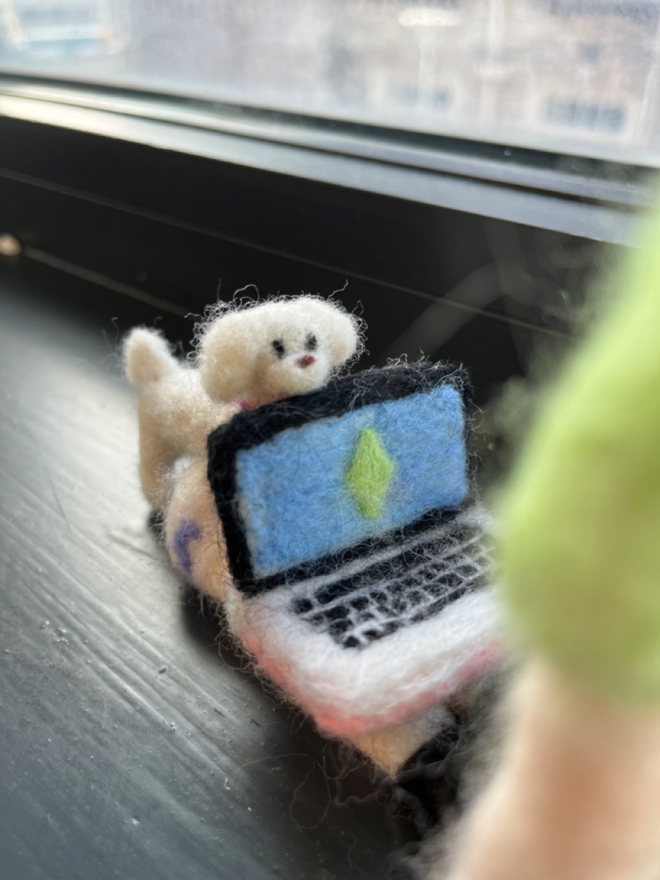 Needle felted self portrait details