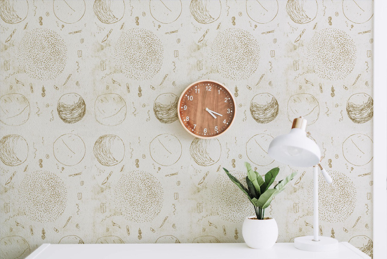 Phytoplankton etching wallpaper mockup