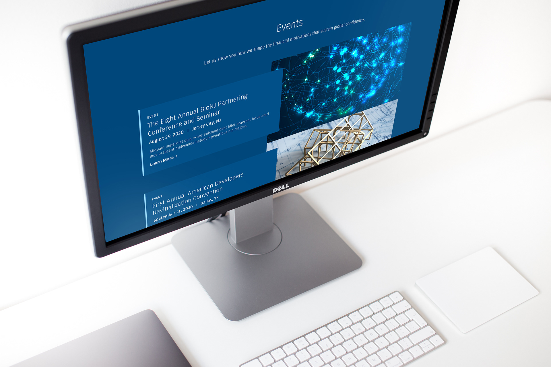 Image of a desktop computer screen displaying the News and Events page for JPMorgan.com