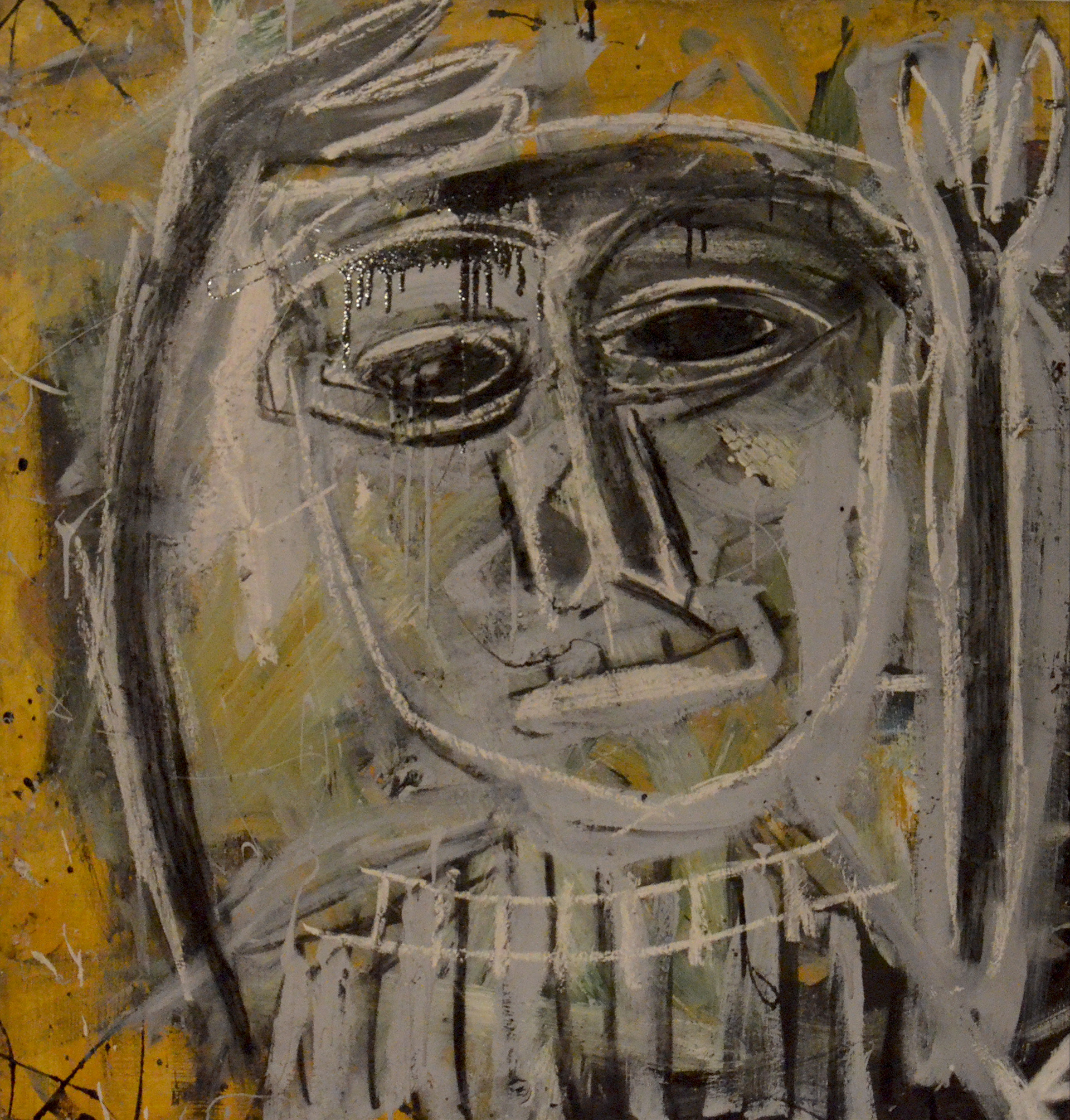 HYSTERICS (2018), VARIOUS PAINTS, CHARCOAL, WAX CRAYON ON PLYWOOD