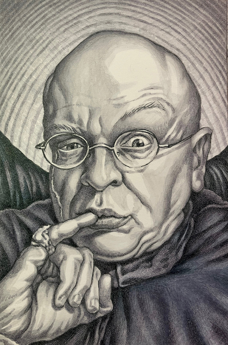 "Self-Portrait as Dr. Evil",  ink on bristol board