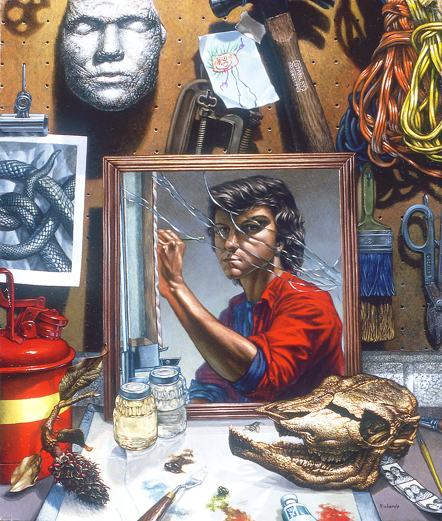 "Self-Portrait", oil on canvas, 20" x 16"