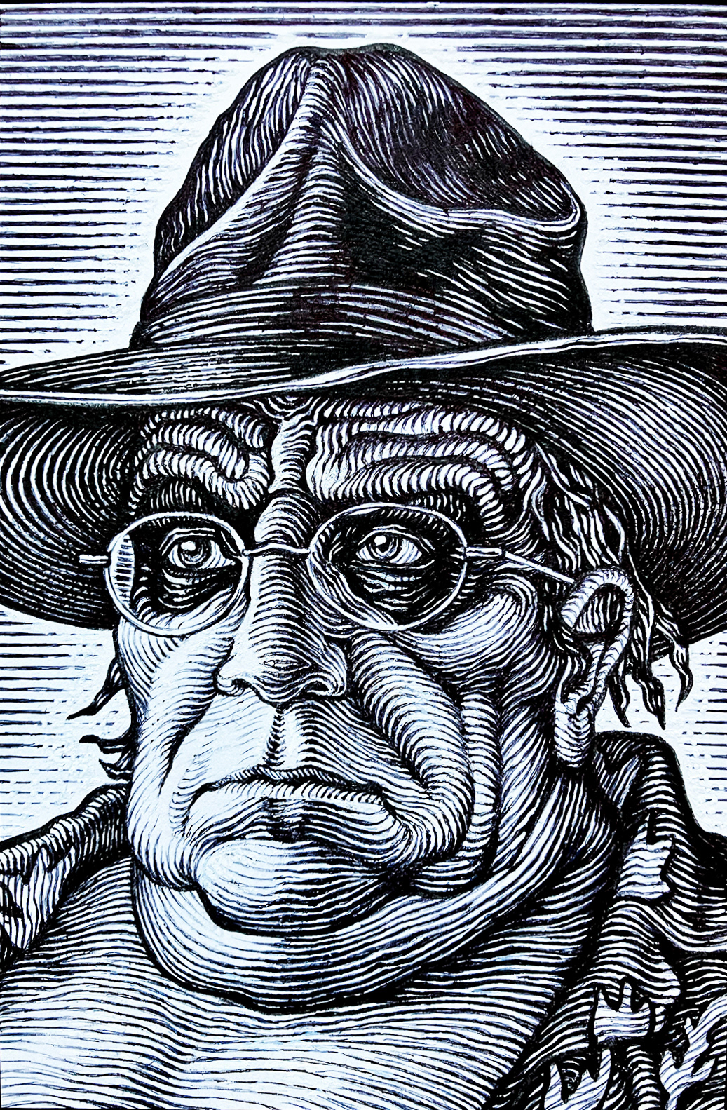"Self-Portrait as Boogey",   ink and white gouache on bristol board