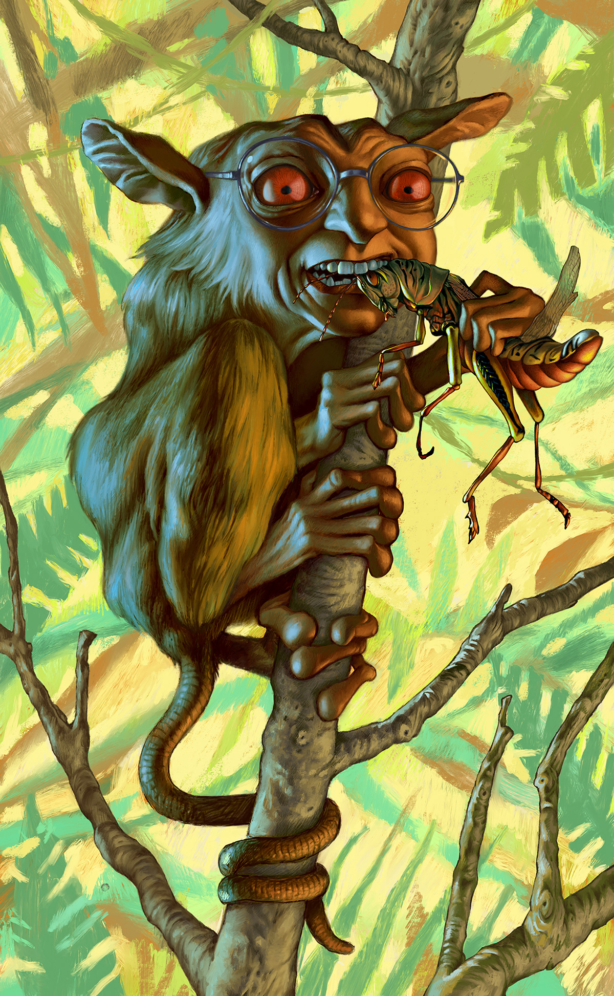 "Self-Portrait as a Tarsier", Procreate drawing