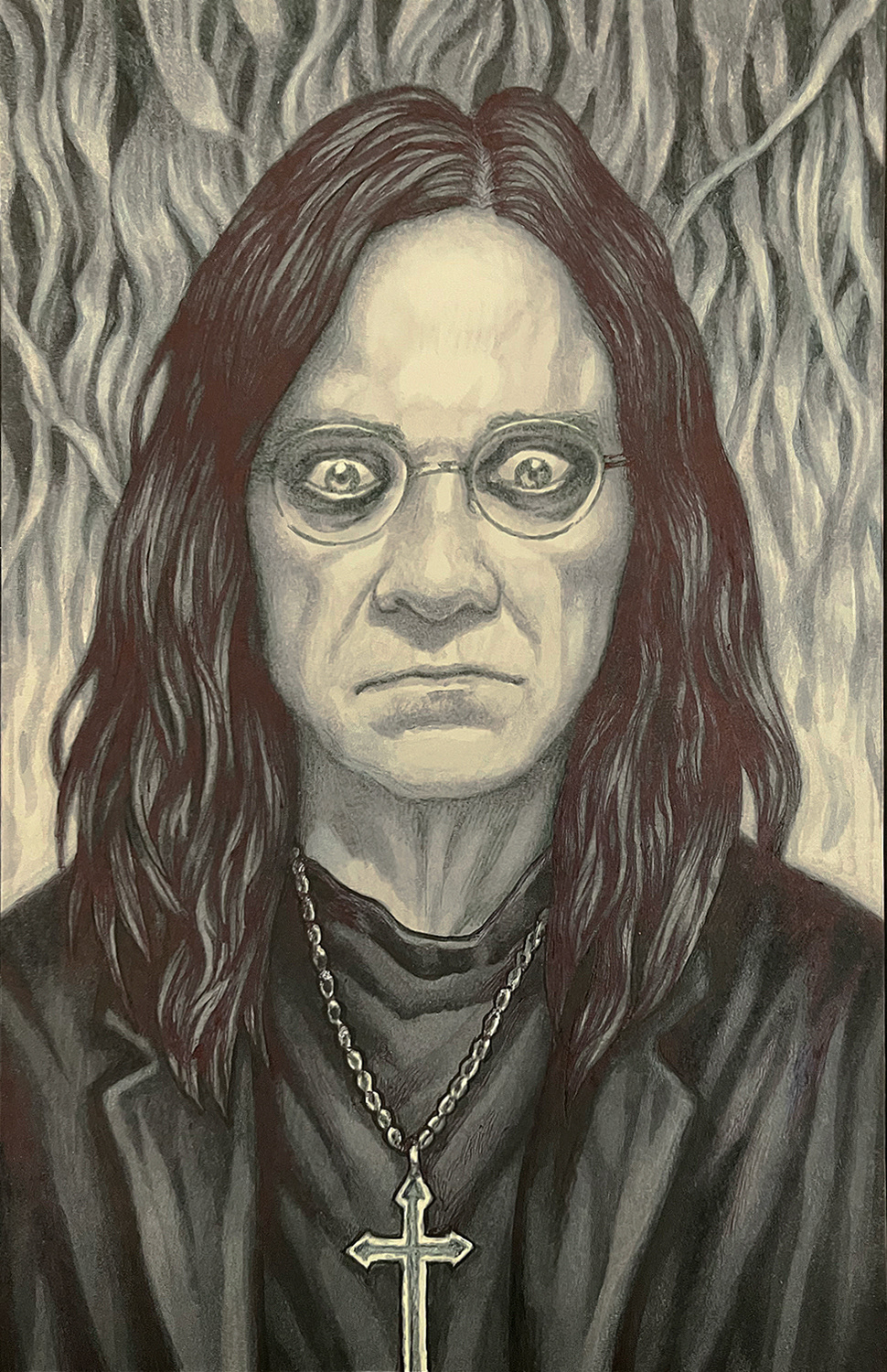 "Self-Portrait as Ozzy",  ink on bristol board