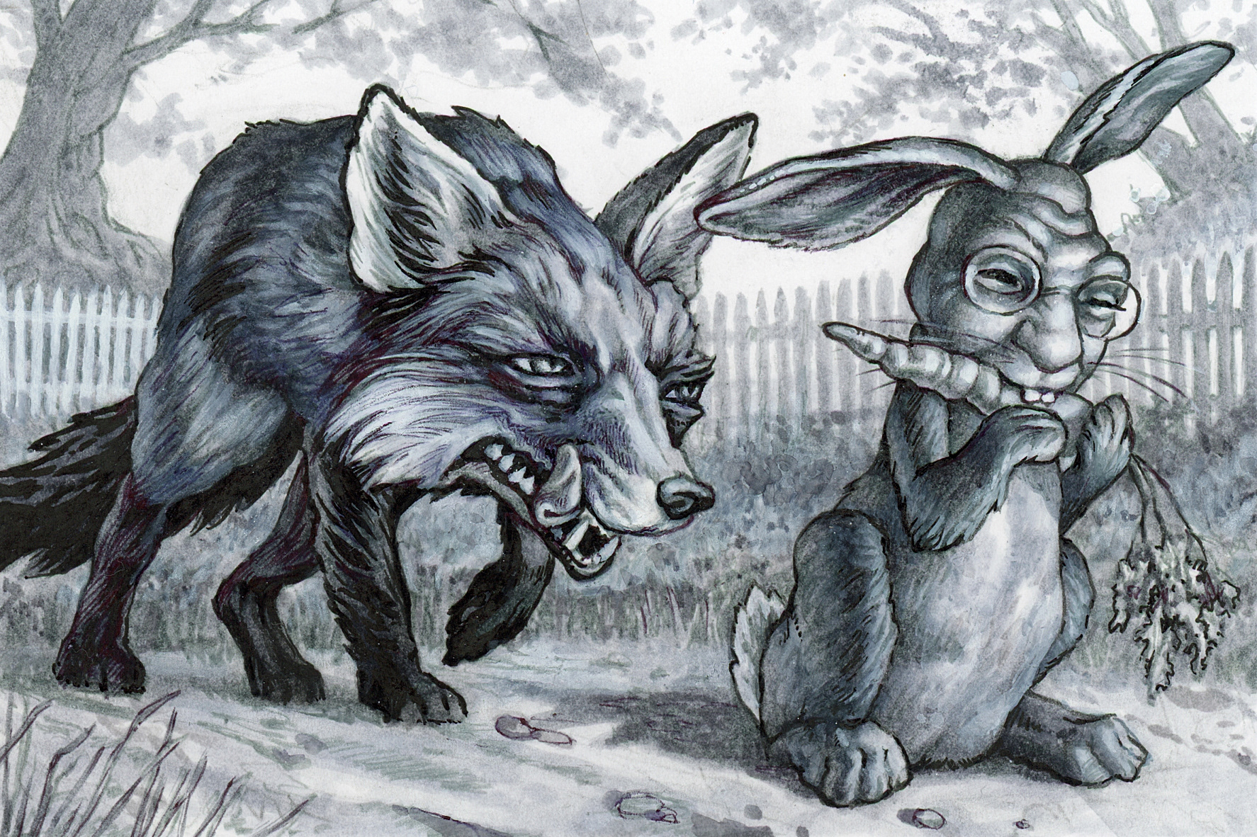 "The Last Supper (Eat and be Eaten)", ballpoint pen and markers on bristol board
