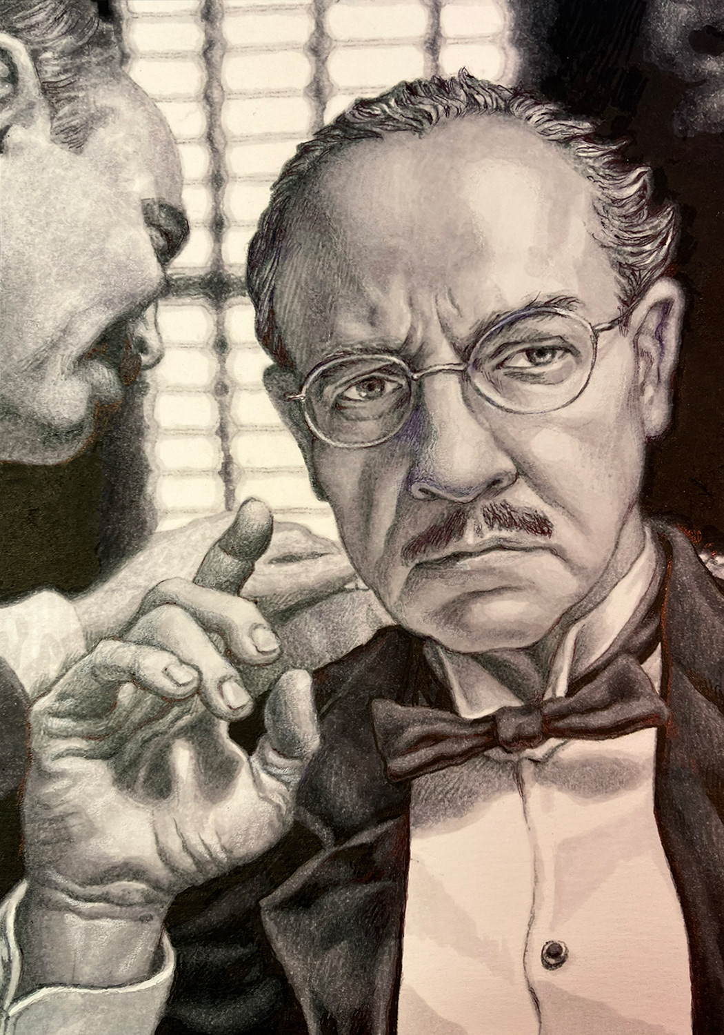 "Self-Portrait as Don Vito Corleone",  ink on bristol board