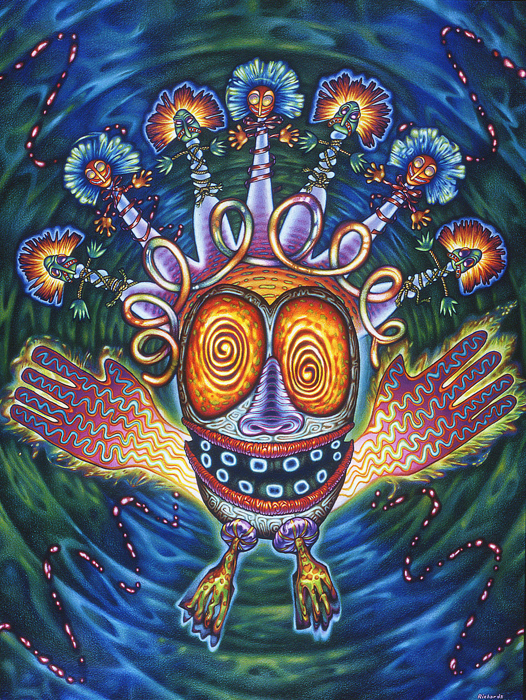"Fandango Scarecrow", colored pencils over watercolor on paper