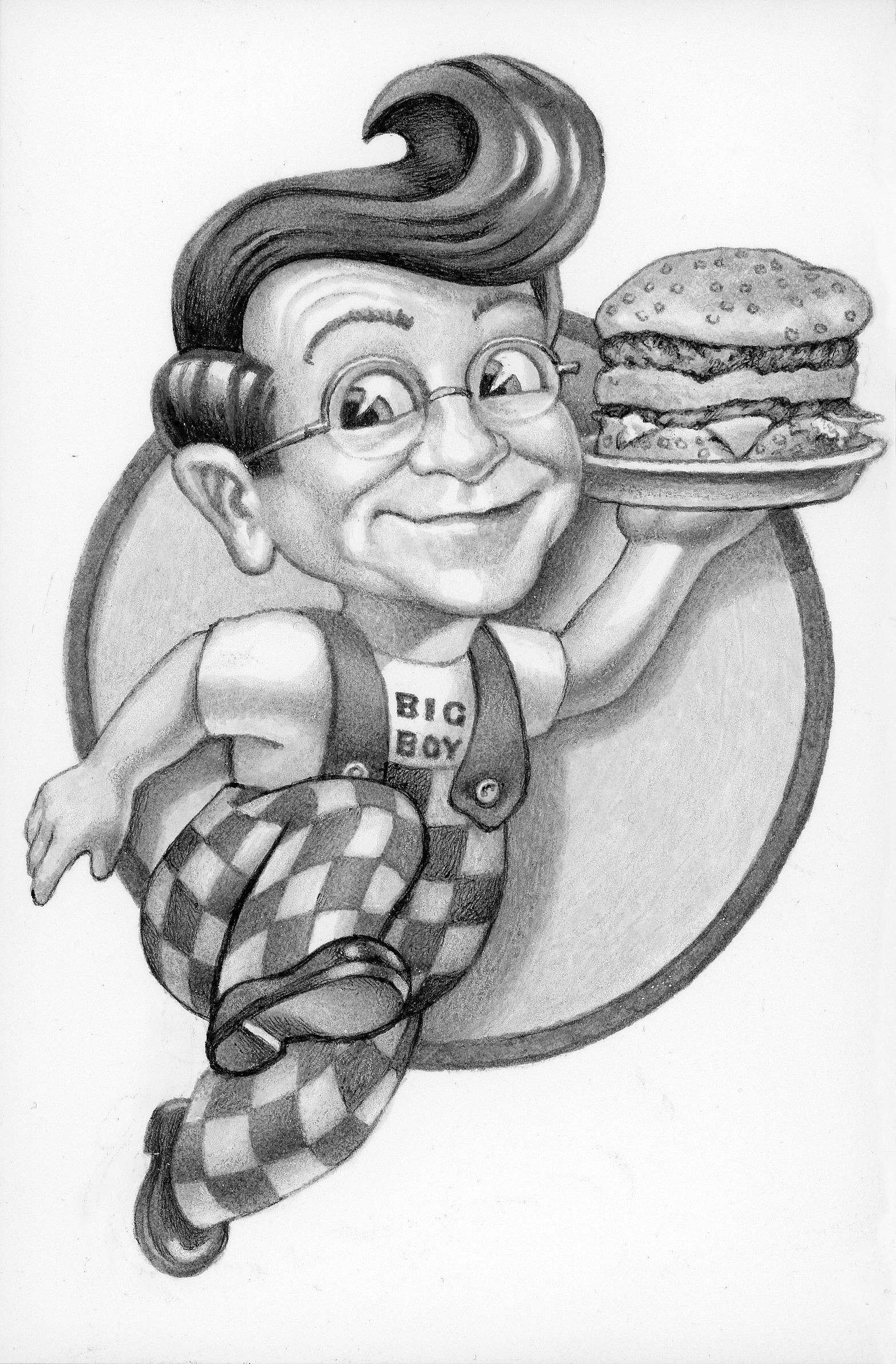 "Self-Portrait as Big Boy",  ink and white media on bristol board