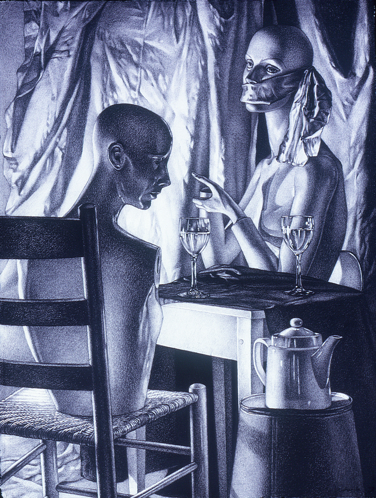 "Conversation Piece", charcoal on paper, 30" x 22"