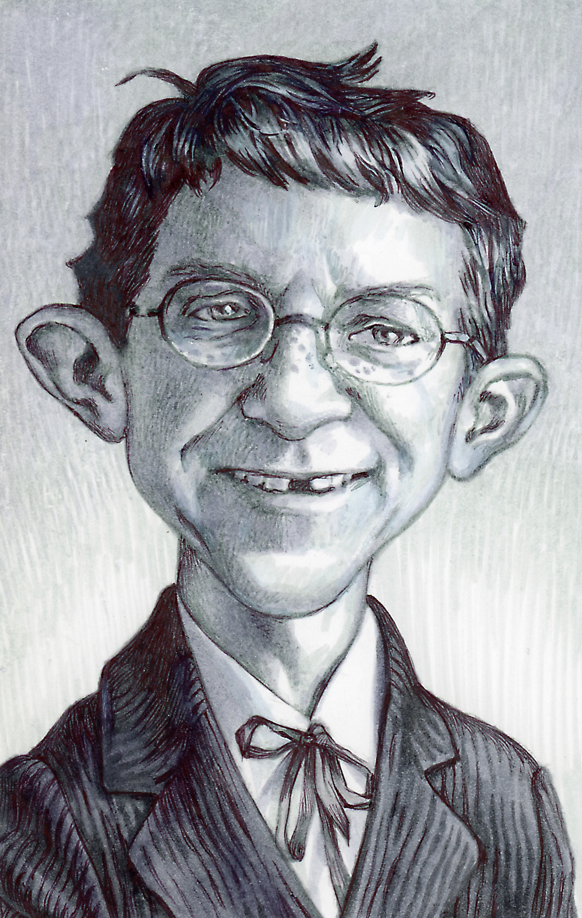 "Self-Portrait as Alfred E. Neuman", ballpoint pen and markers on bristol board