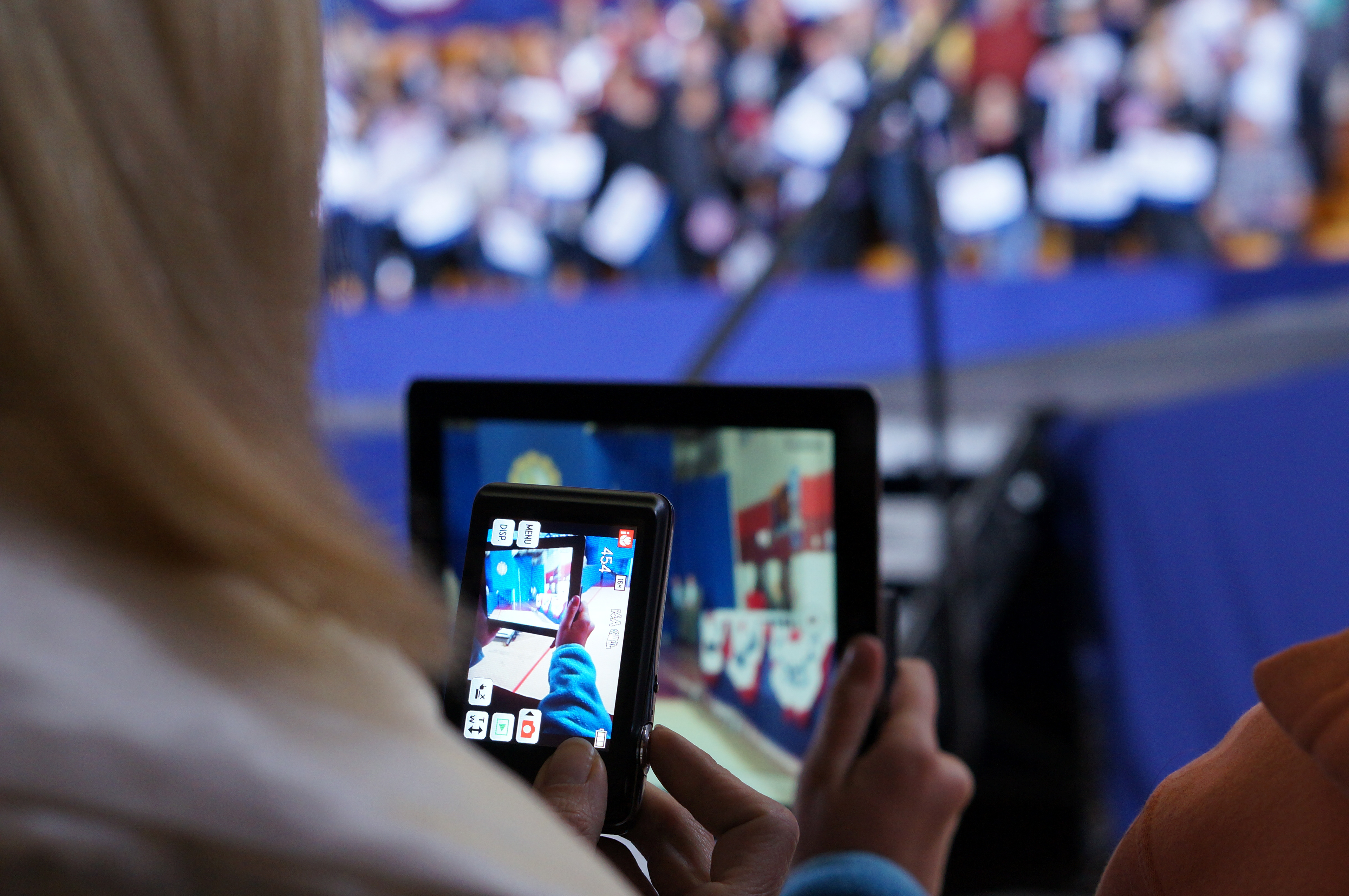 Phone photographing an iPad, photographing a politician - New Hampshire
