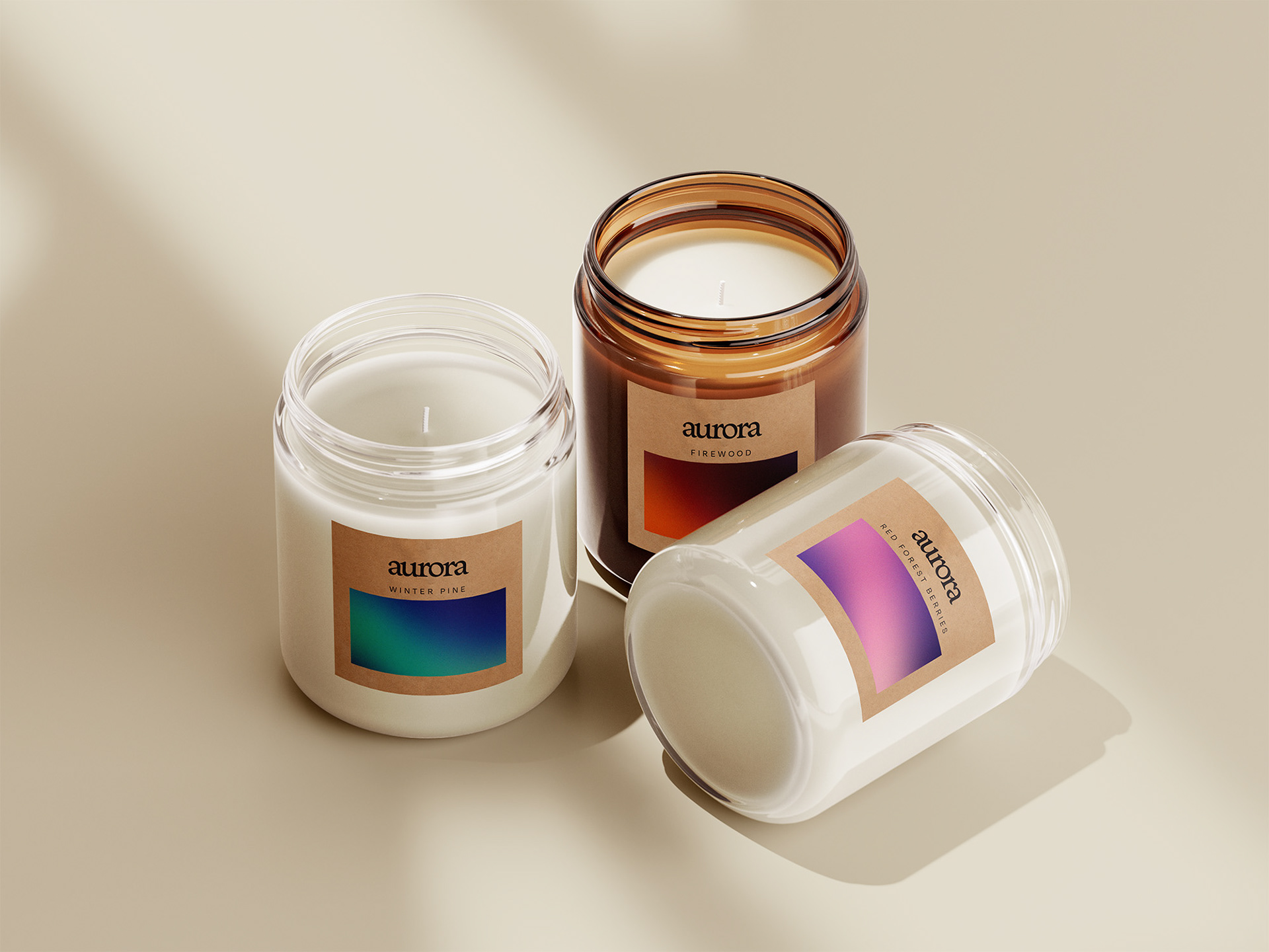 Mockup of candle label designs