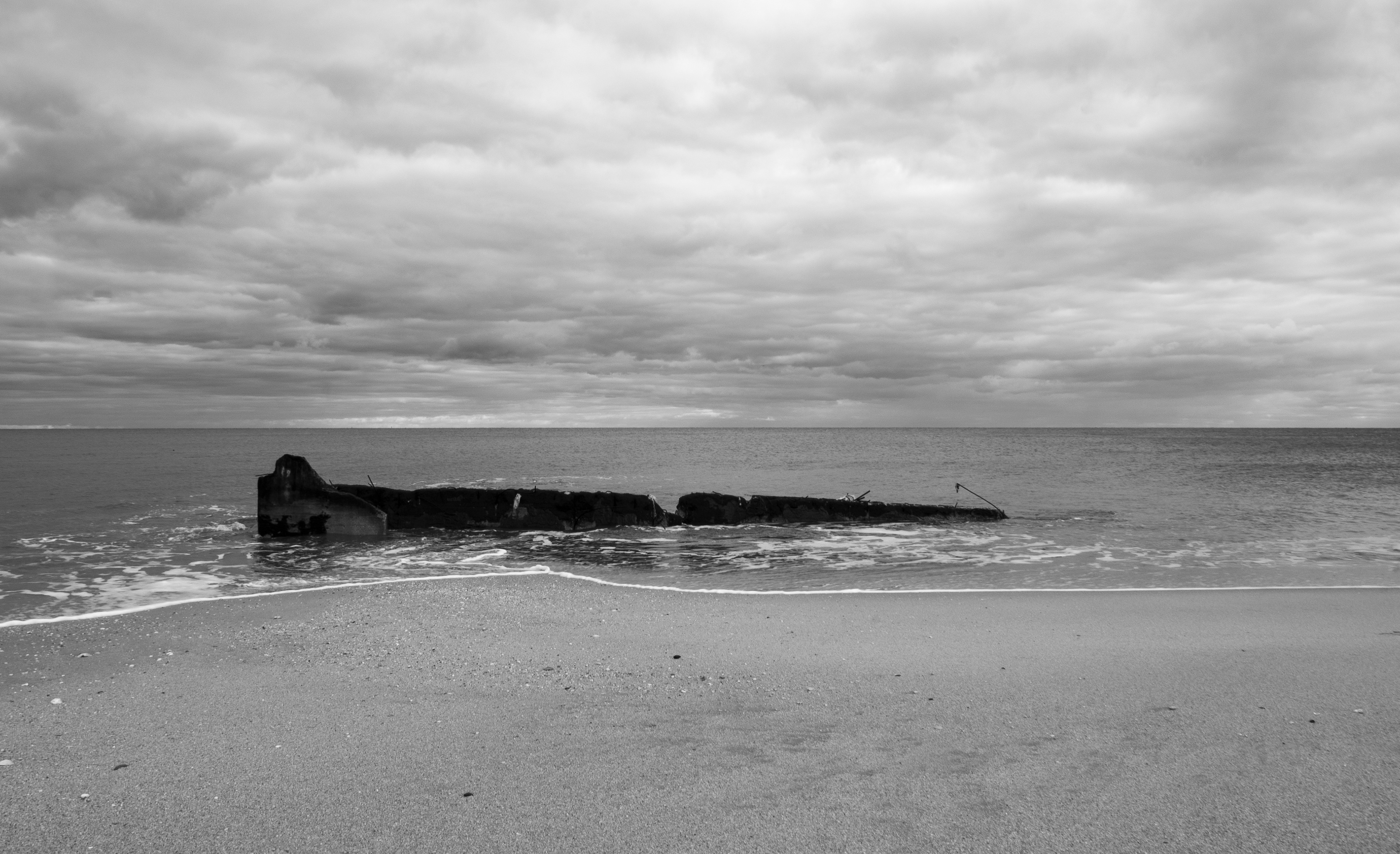 Black and White Oceanscape Jan 1, 2020 Sandy Hook, NJ USA