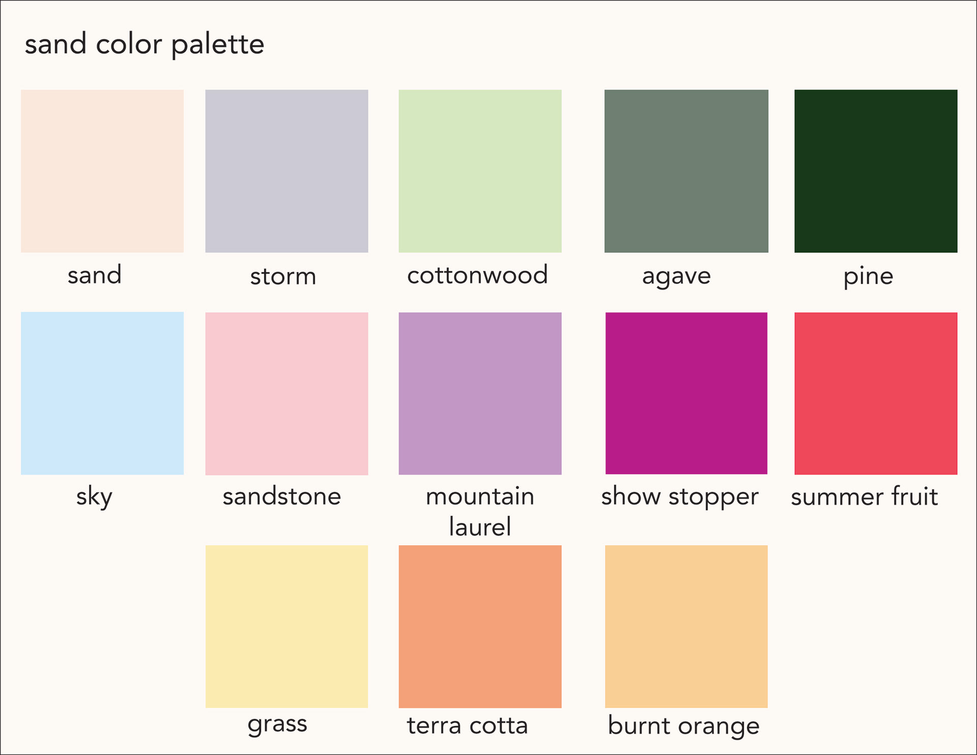 sand color swatches