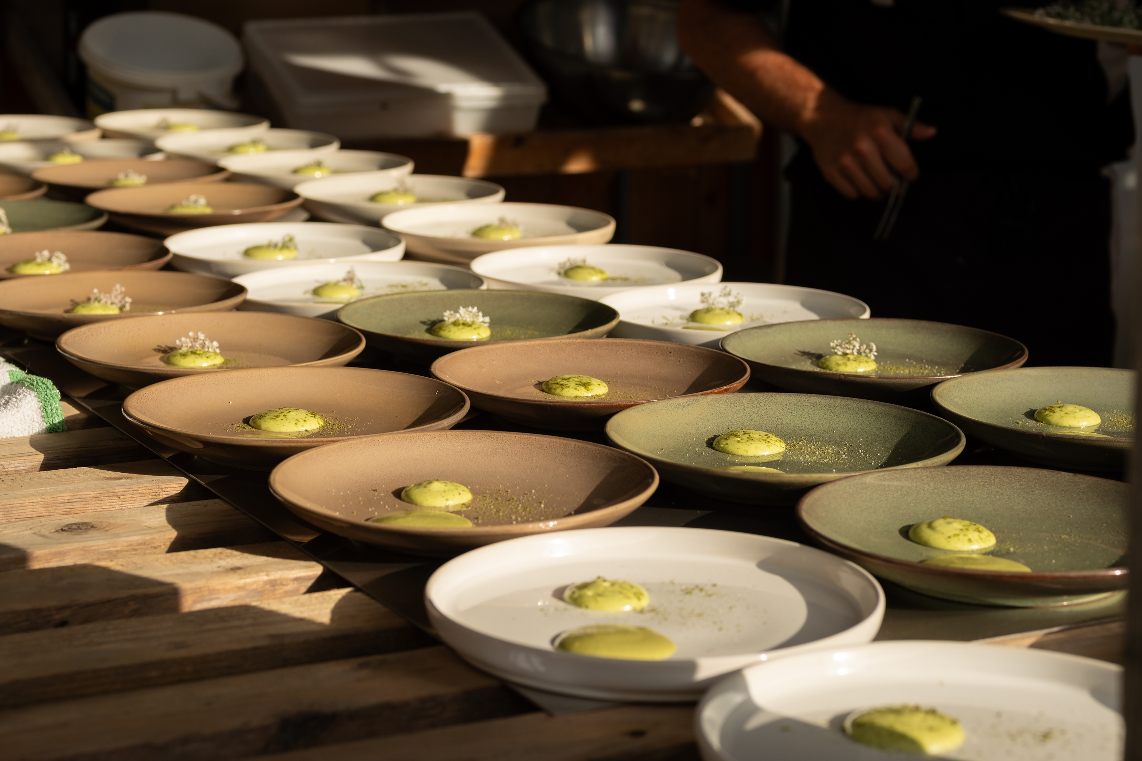 assiette du premier service aligné