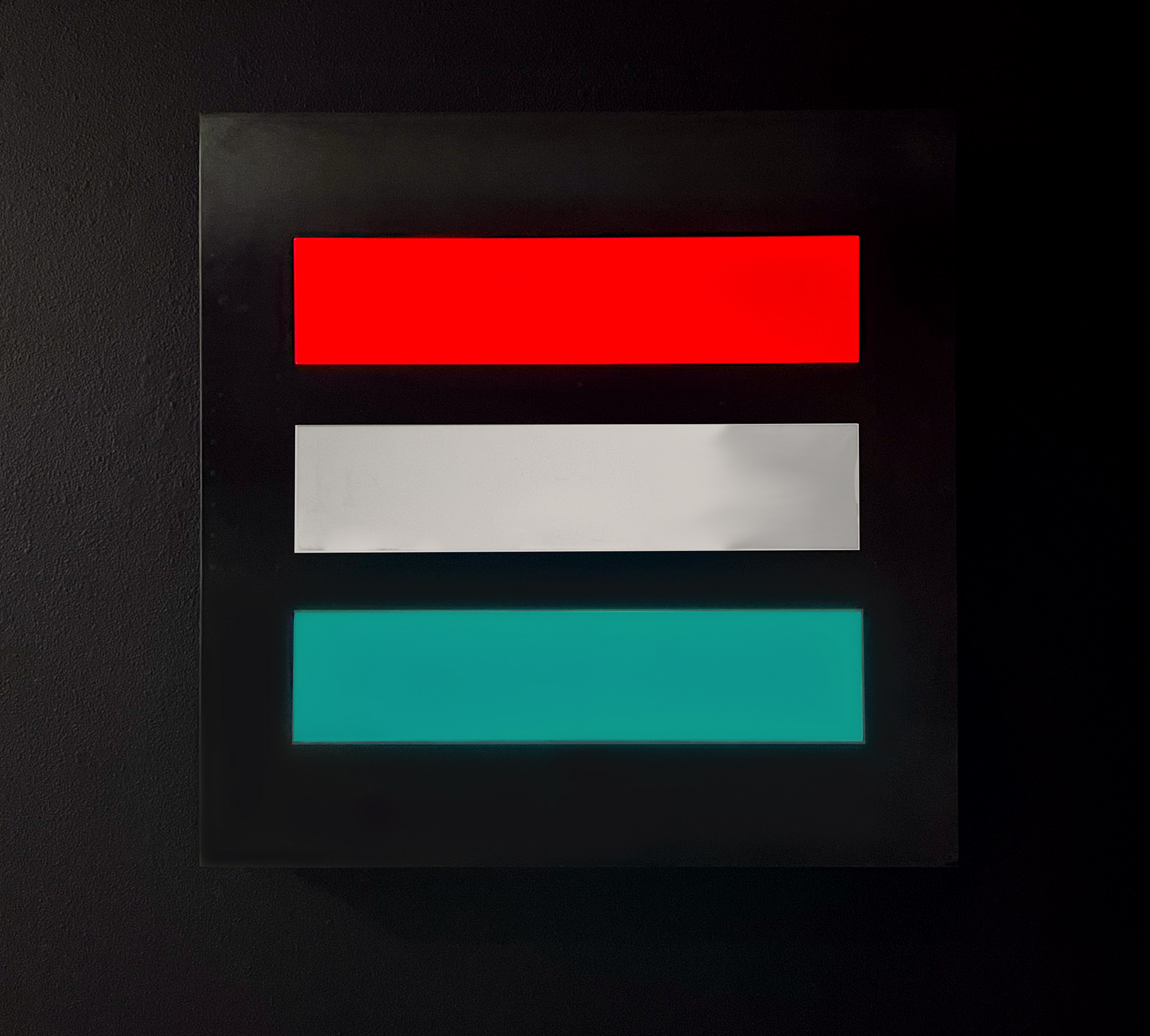 Perception (Red + Teal) - Steel, acrylic sheet, and LED lights - 48 x 48 x 7 inches - 2022