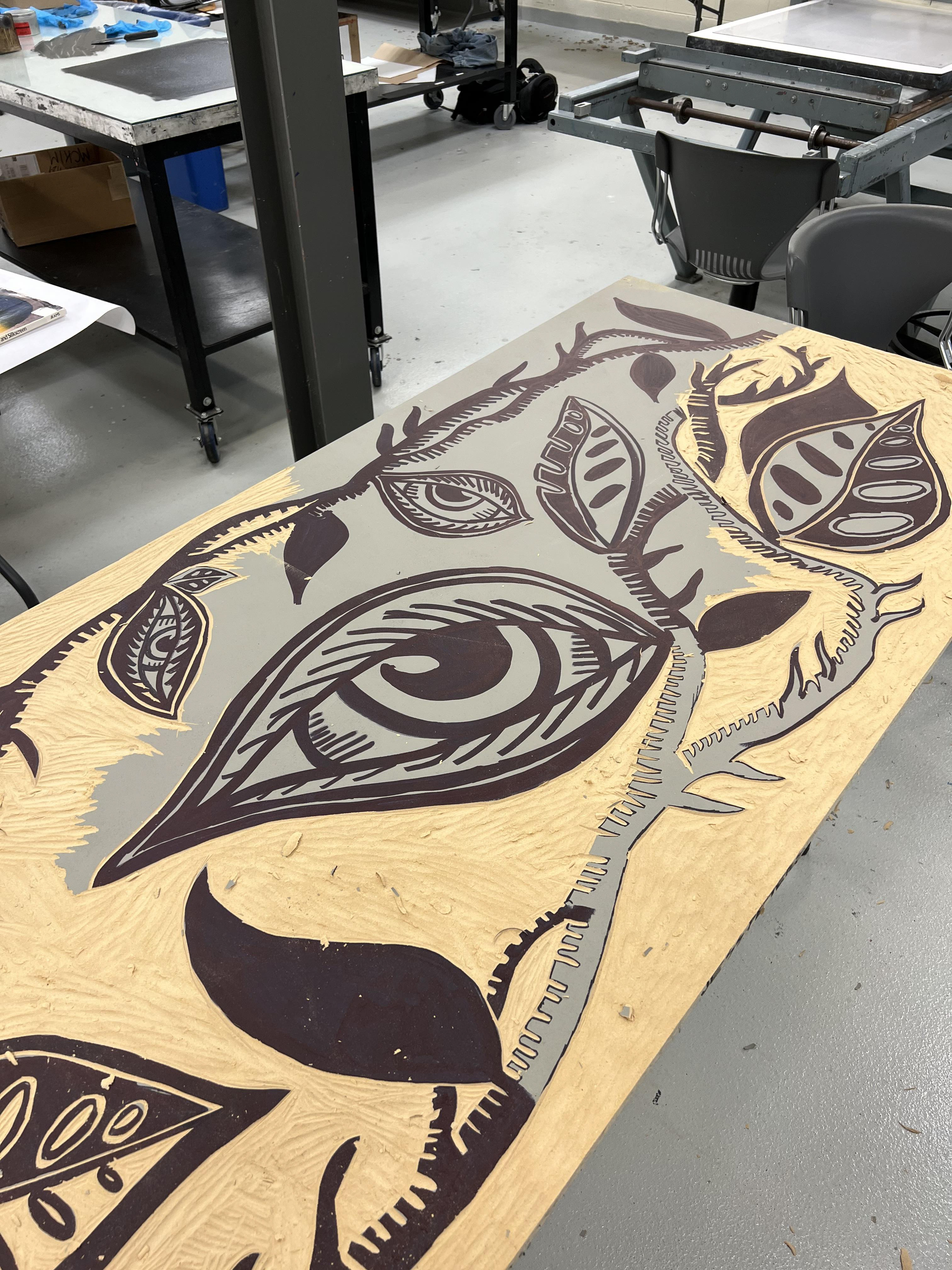 Carving the board with hand tools