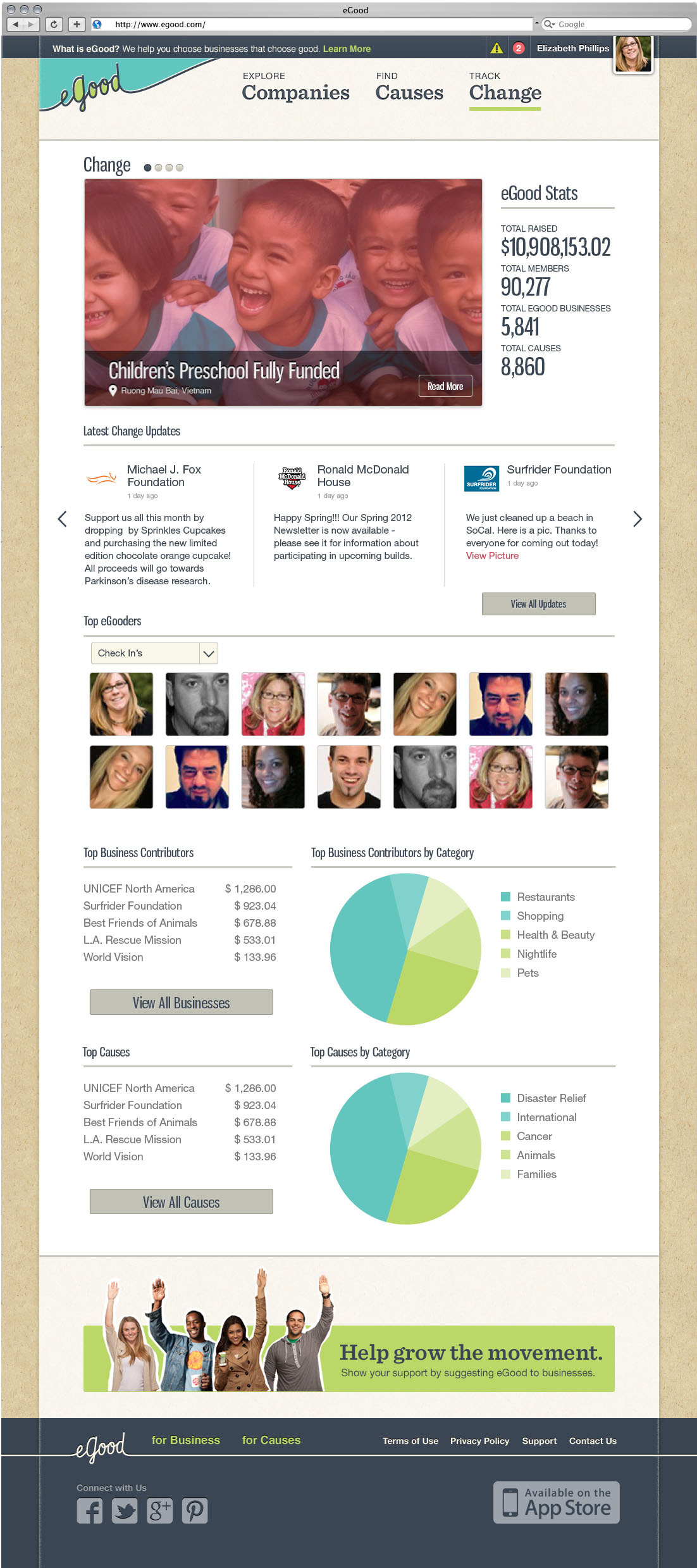 Tracki9ng change by giving the user visuals on what happened as a result of their actions