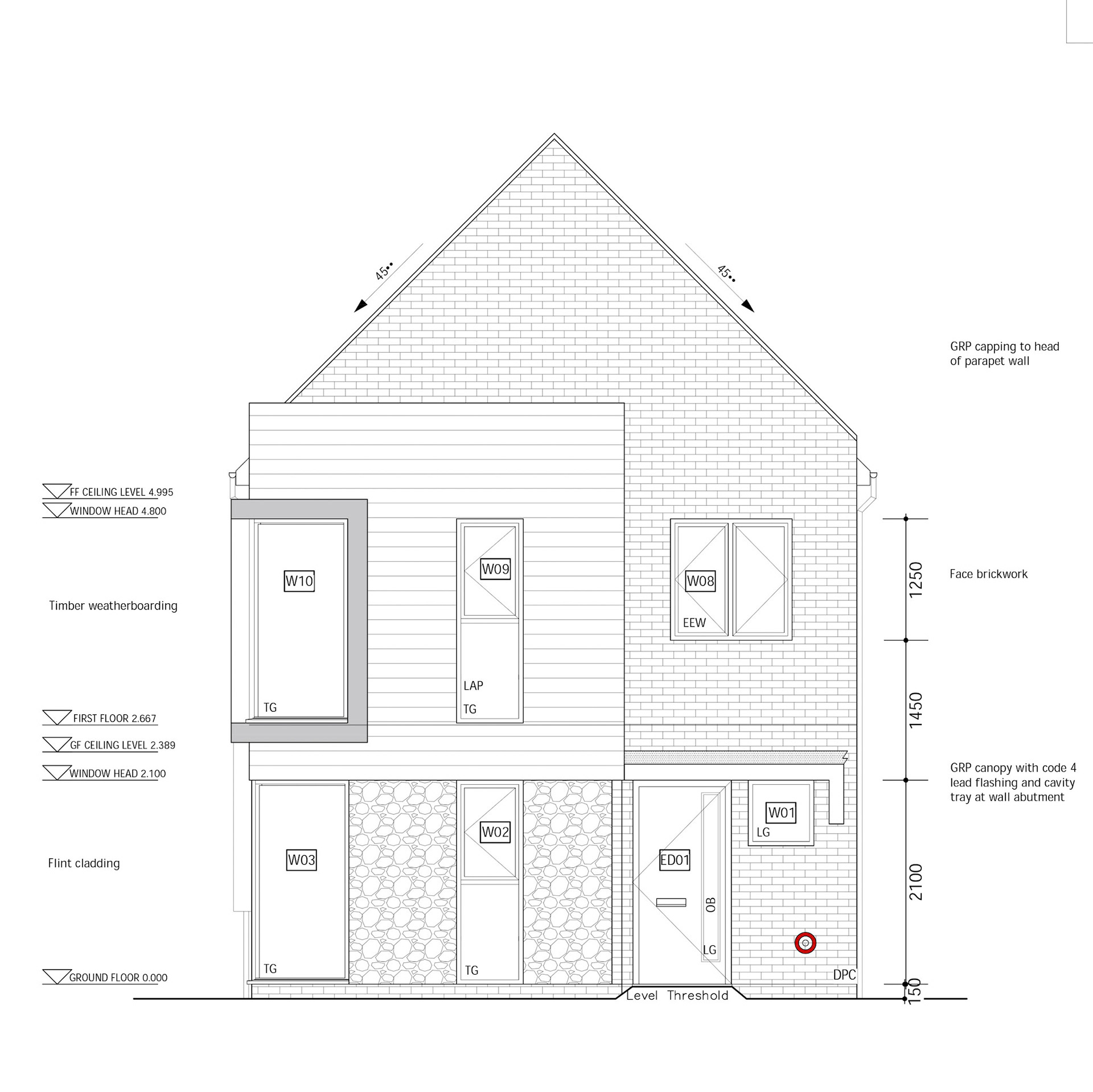 House Type C Technical Front Elevation