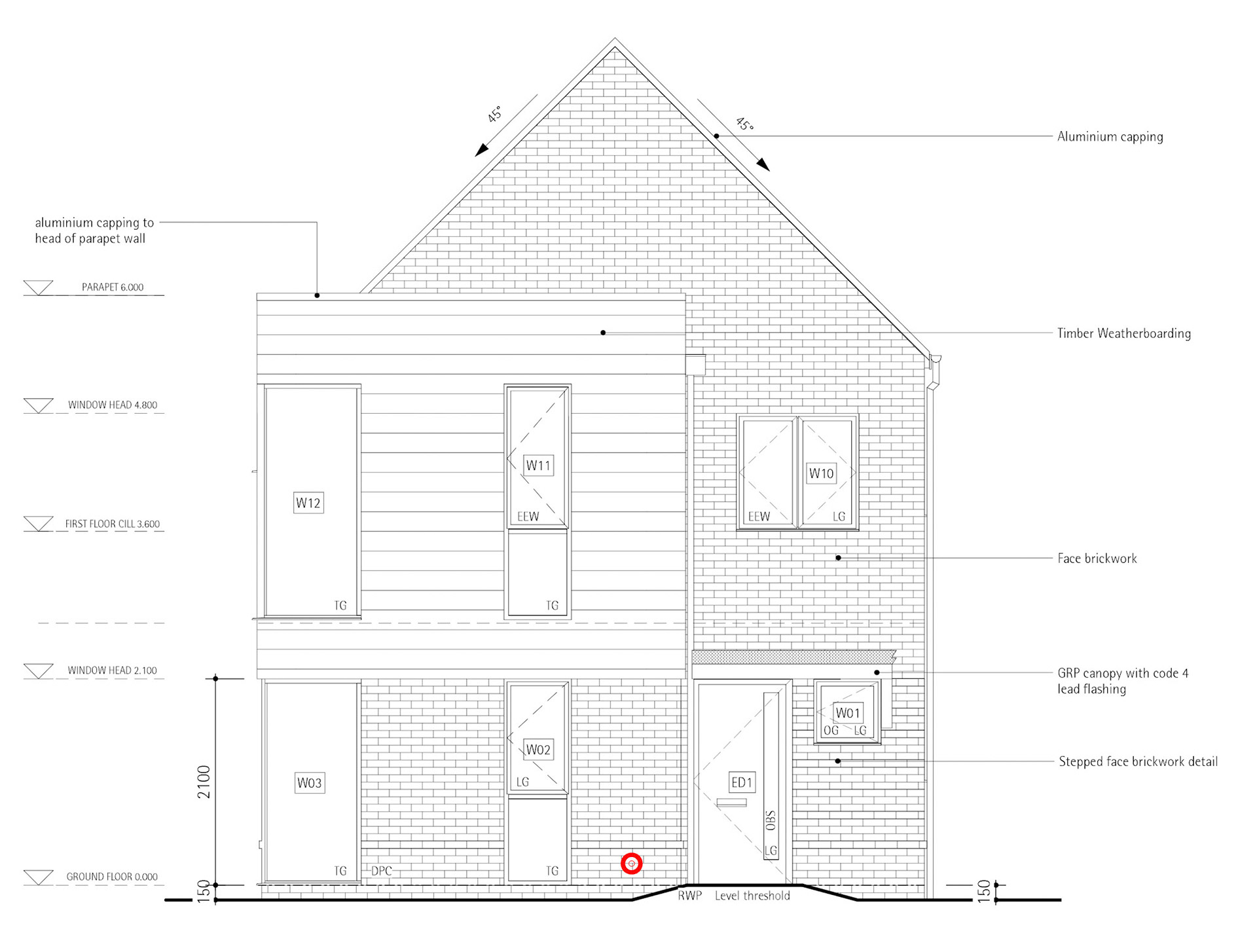 House Type 406 Technical Front Elevation