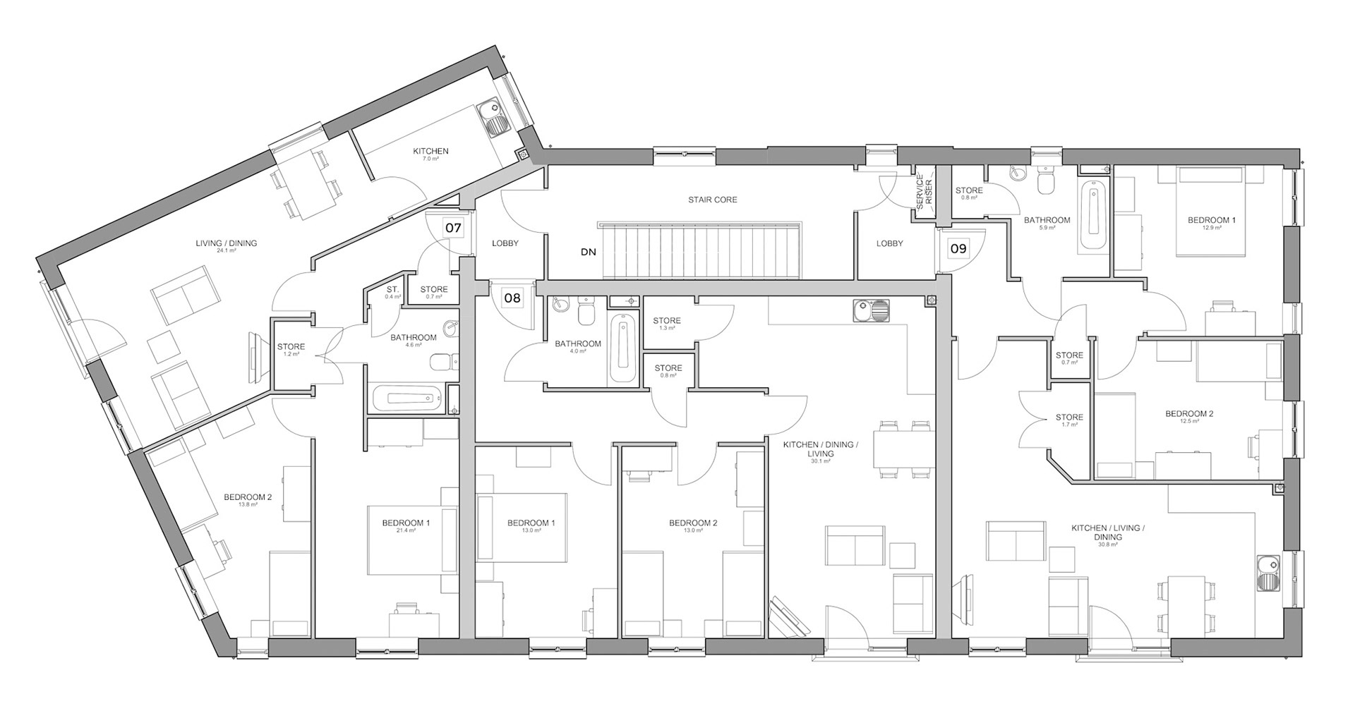 Flats Proposed Typical Upper Floor Layout