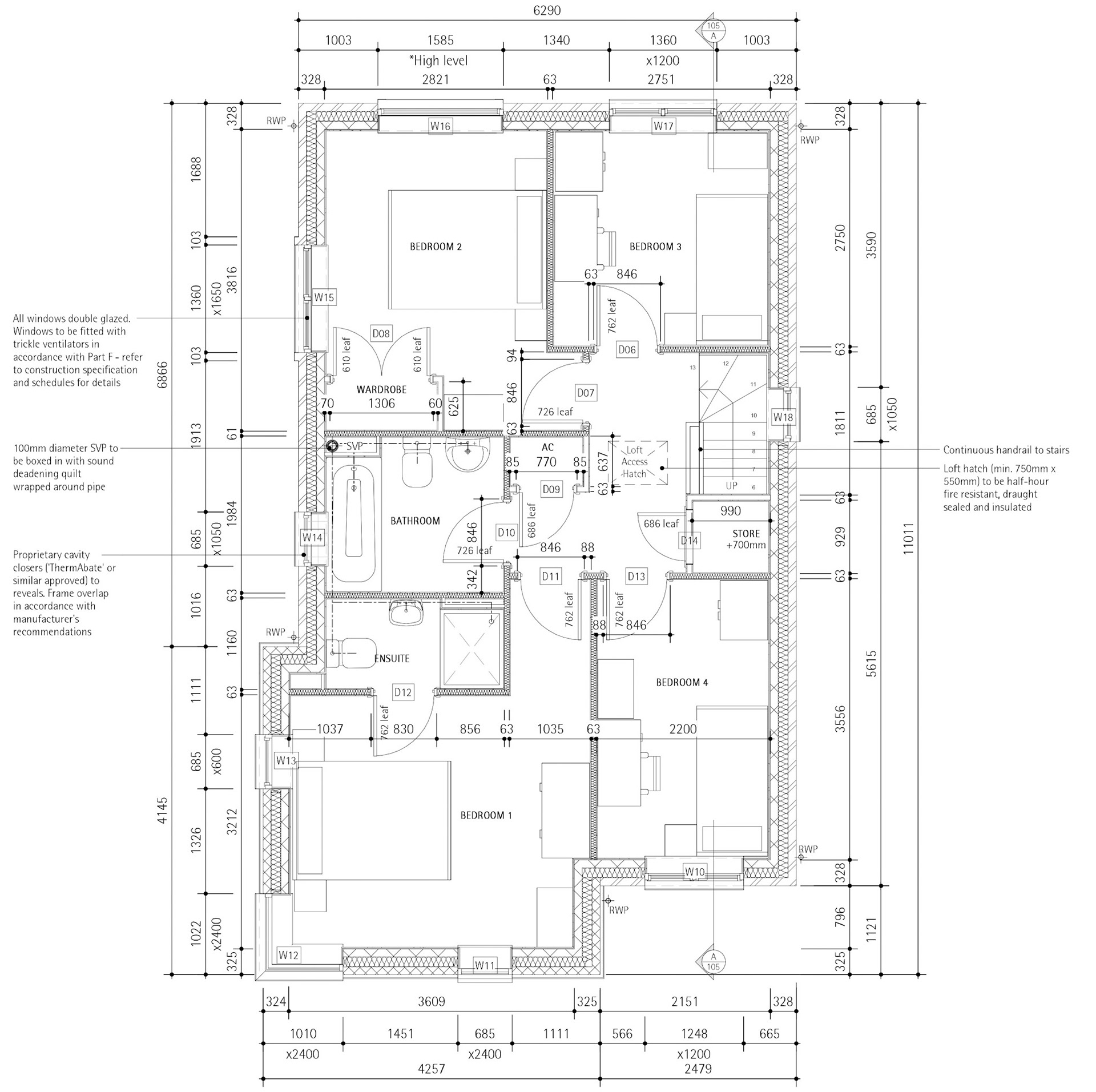 House Type 406 Technical First Floor Layout