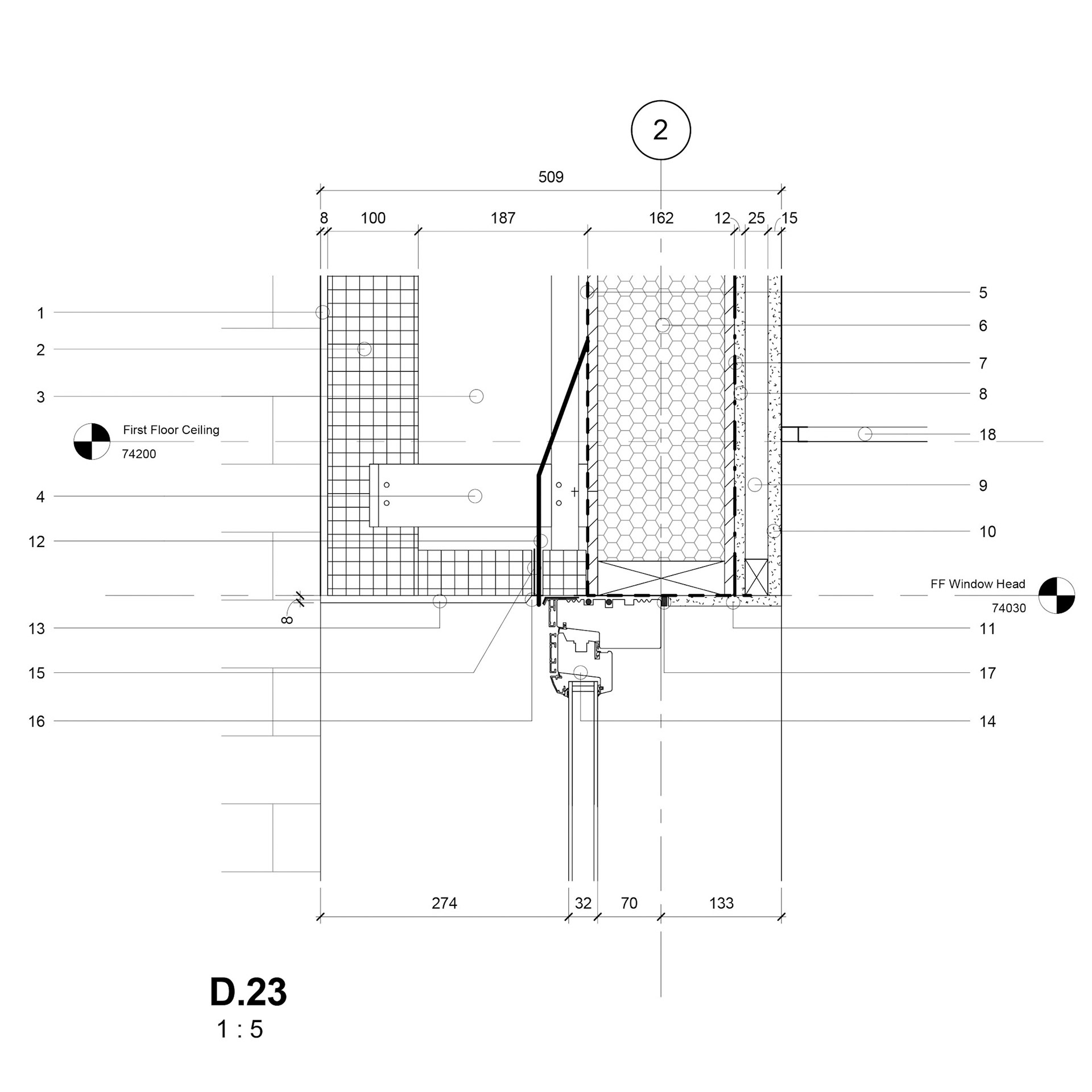 Working Drawings - 1:5 Typical Window Head Detail