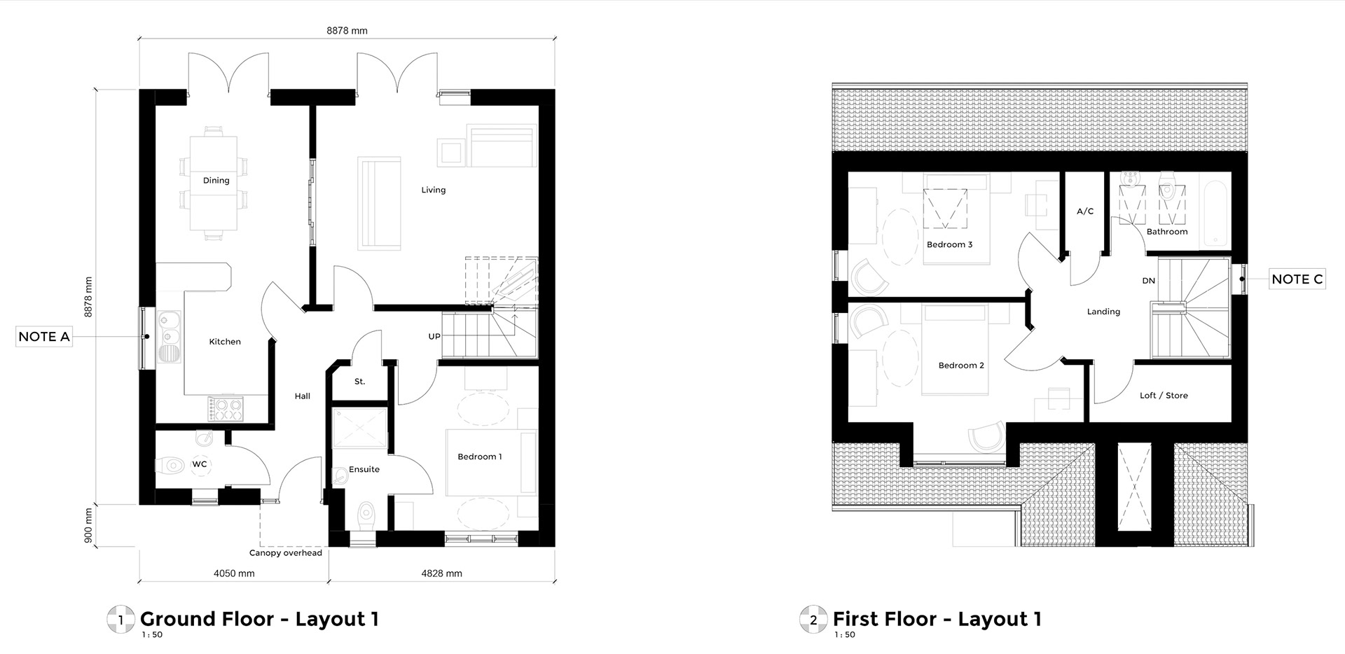 House Type C - Chalet Bungalow Layouts