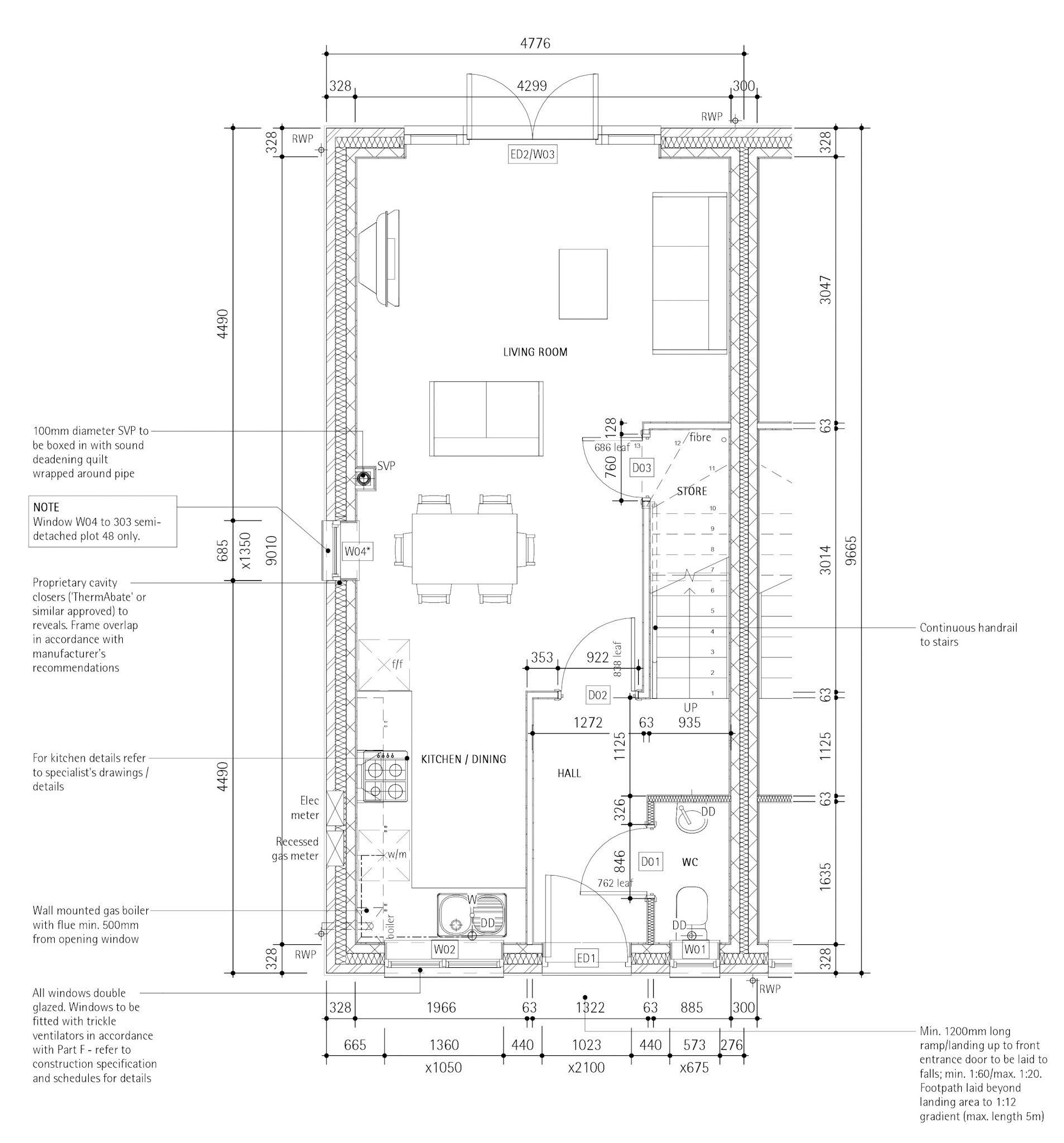 House Type 303 Technical Ground Floor Layout