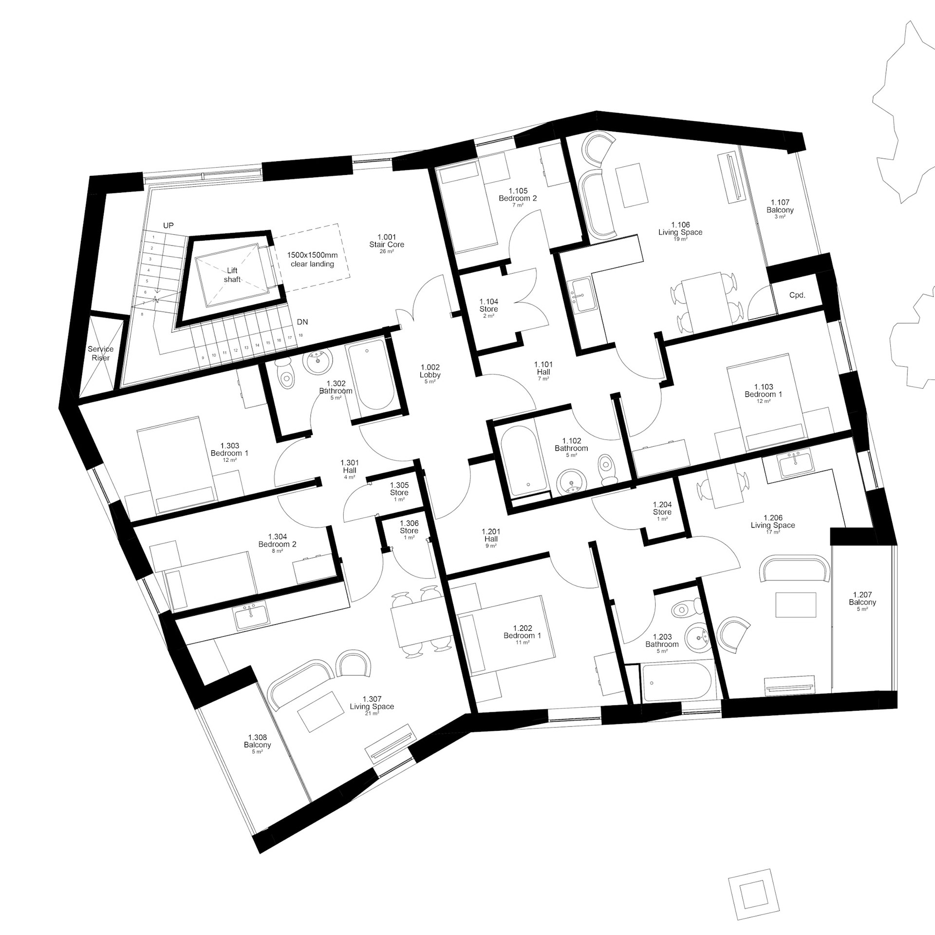 Consented Scheme - Typical Residential Floor