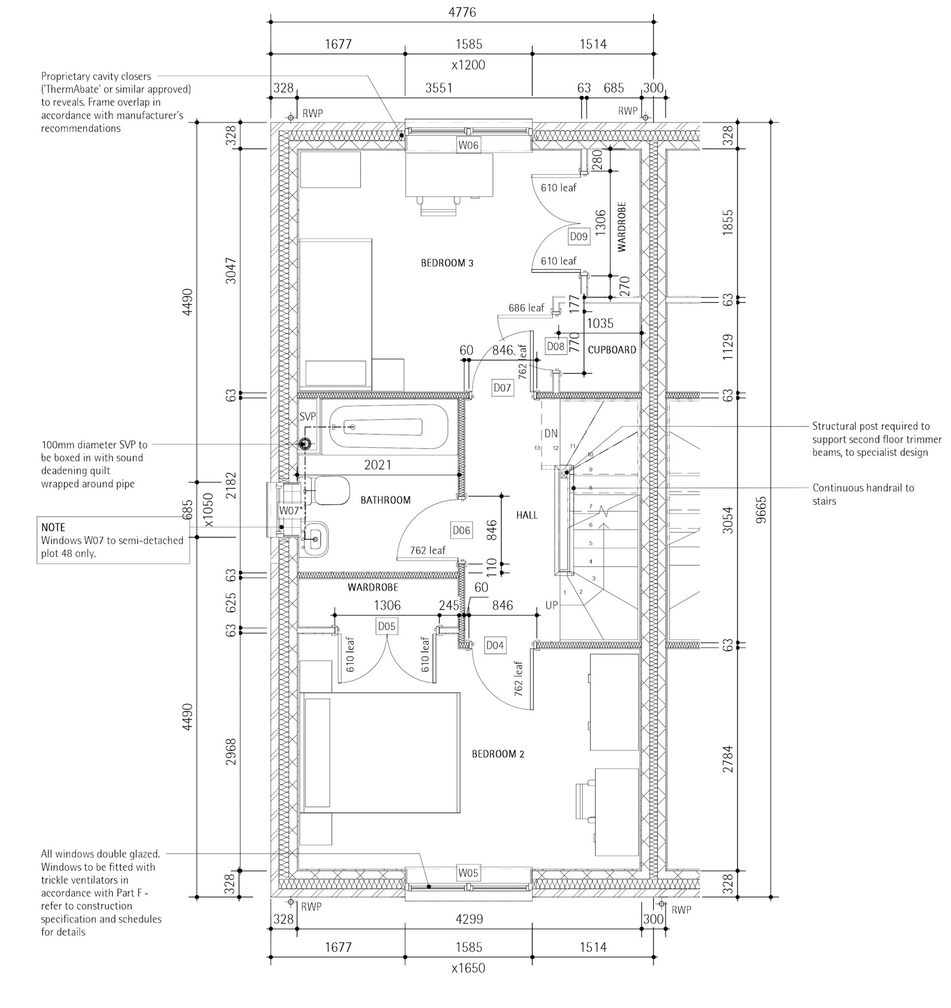 House Type 303 Technical First Floor Layout