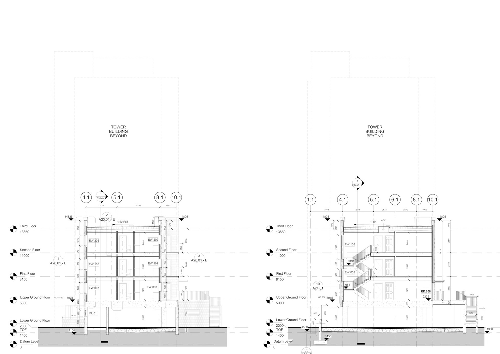Working Drawings - Lower Element Cross Sections