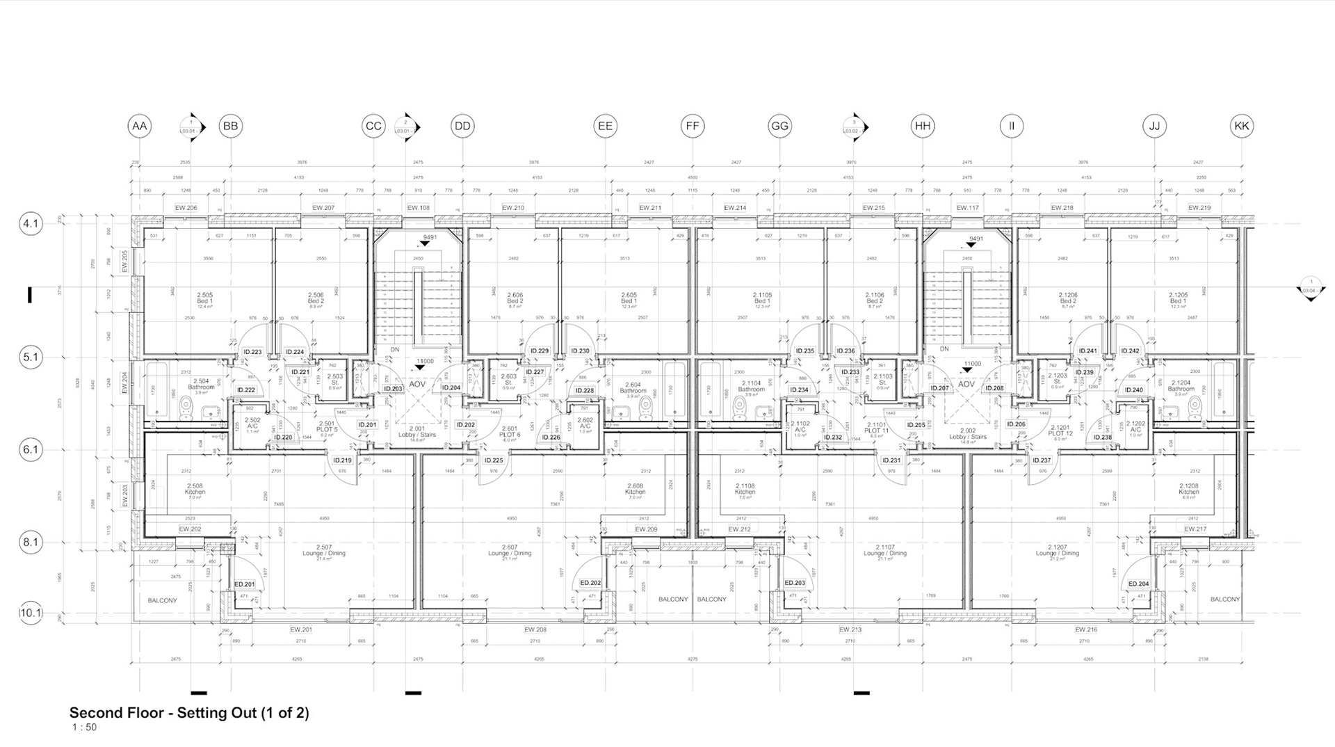 Working Drawings - Upper Ground Setting Out Plan (Partial 1 of 2)