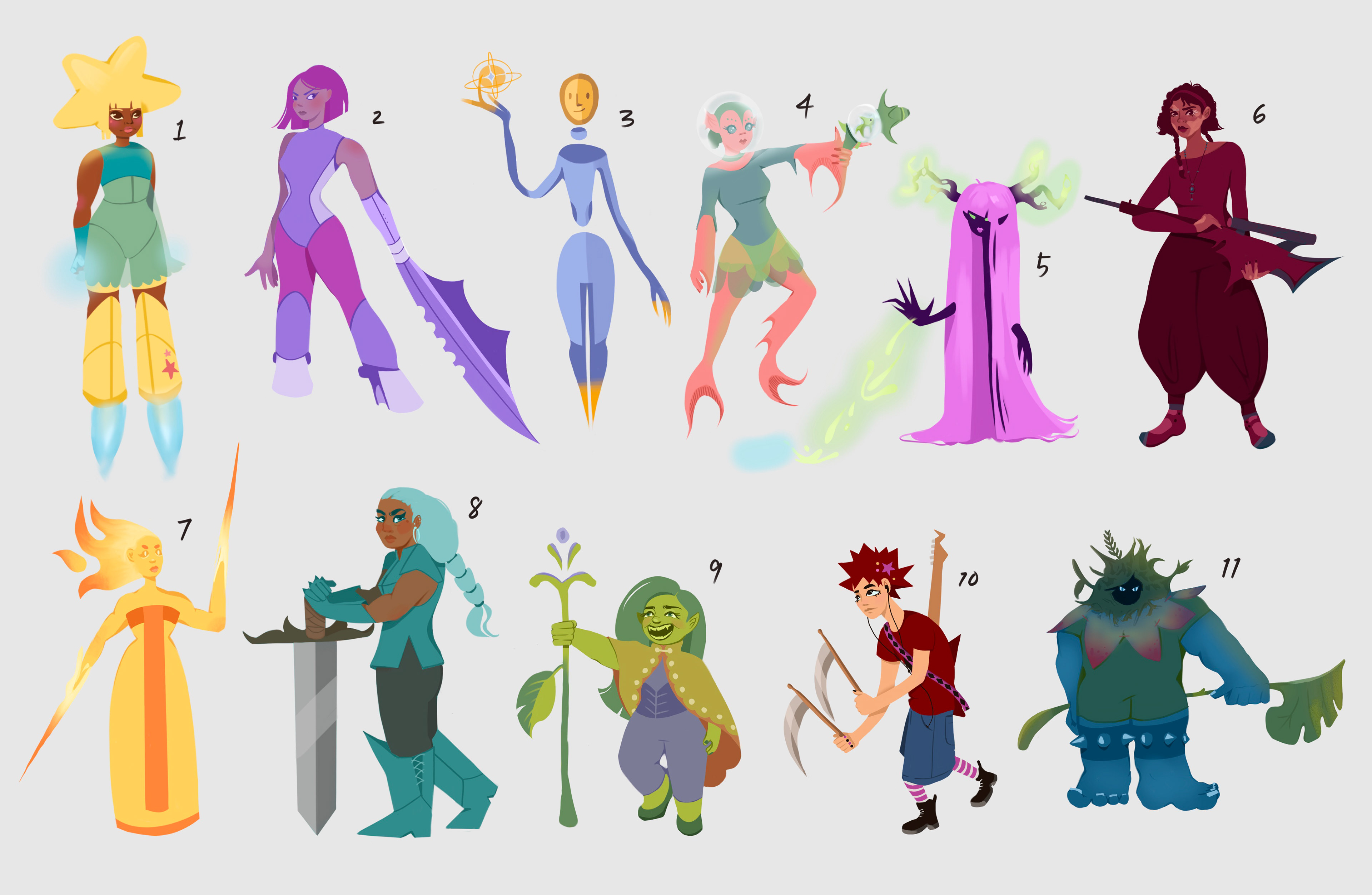 Created 11 thumbnails for video game heroes for a mentorship through the Concept Art Association