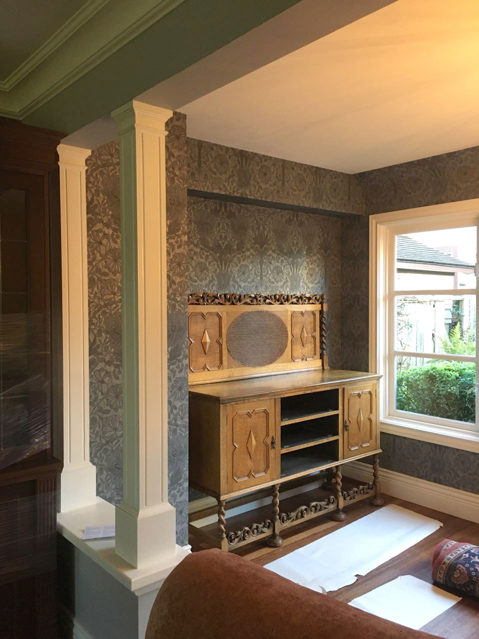 William Morris-Pure Honeysuckle & Tulip wallpaper application by Robert Ireland Studios