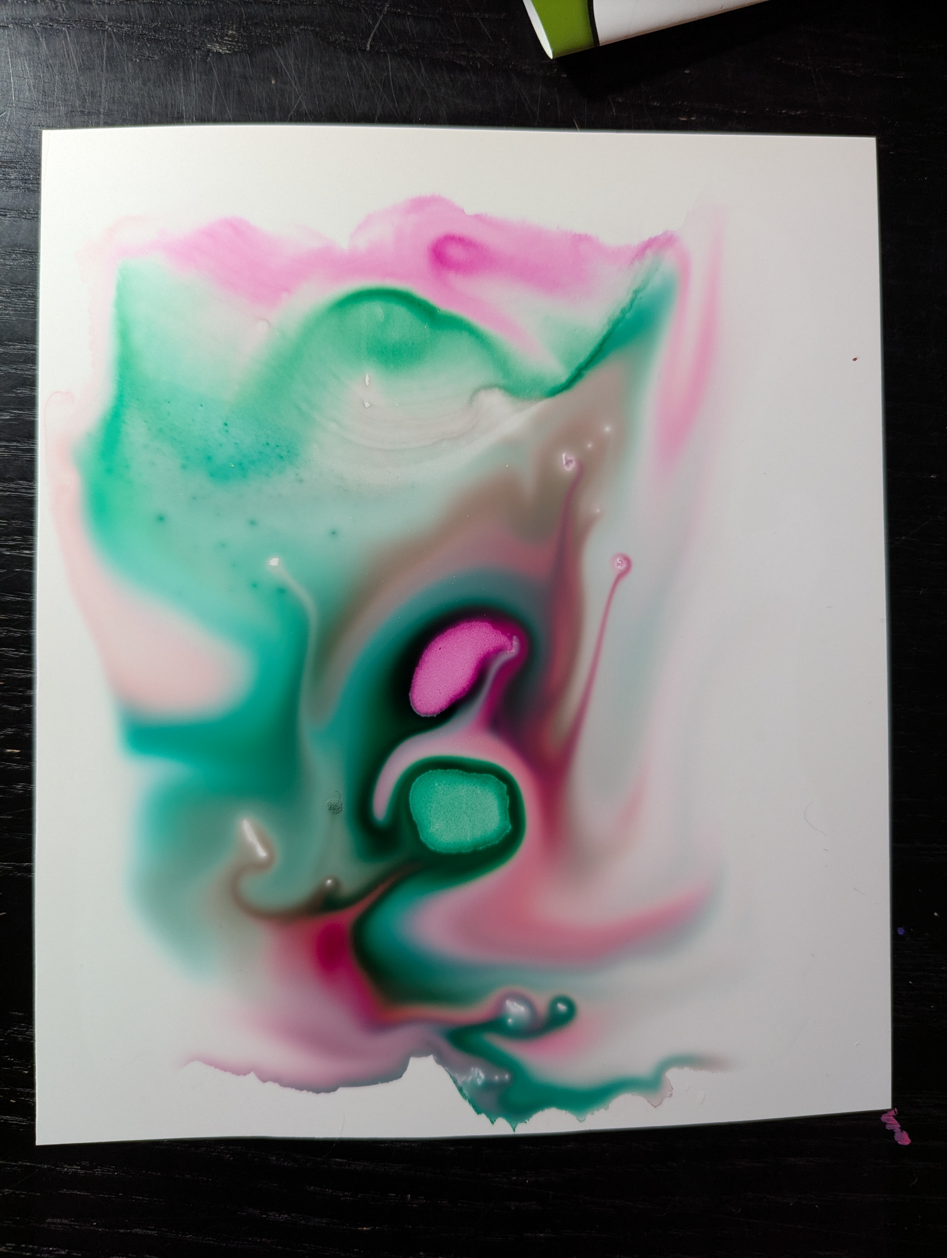 Acrylic ink on Yupo paper, starting to dry