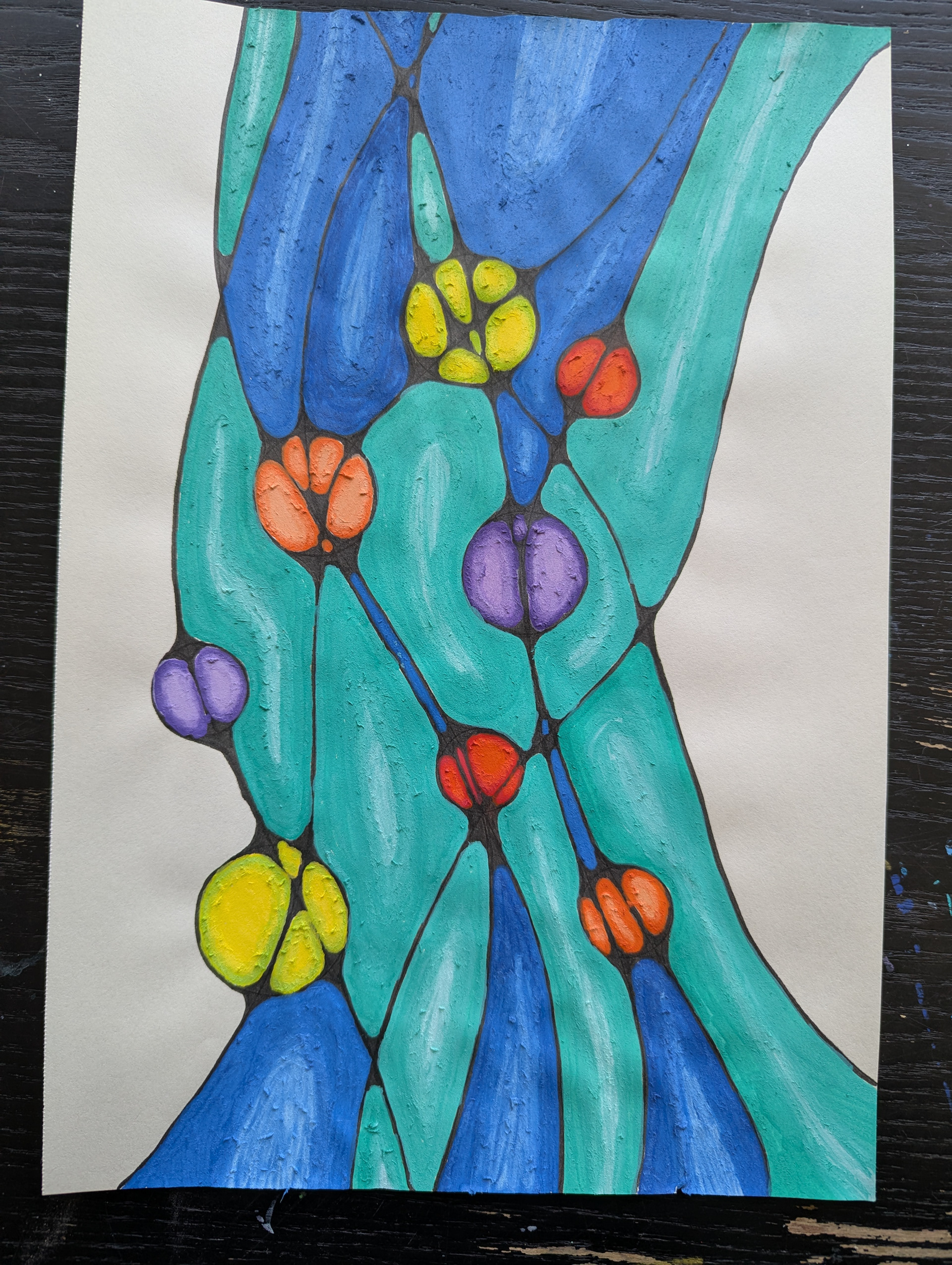 Caught in the Flows of Waiting, Acrylic Pen on Paper
